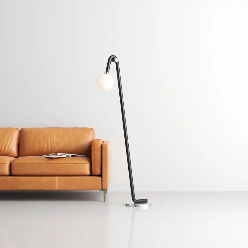 Contemporary Whit 60'' Adjustable Arc Floor Lamp in Black and Silver