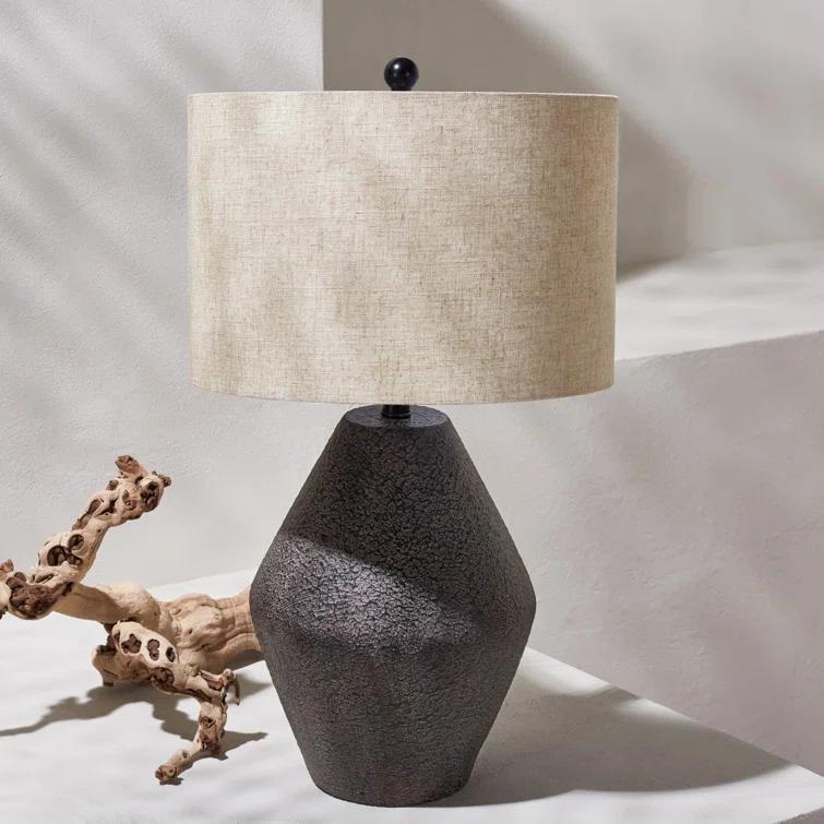 Ersta Angled Gourd Silhouette Table Lamp in Earthy Brown with Oatmeal Shade