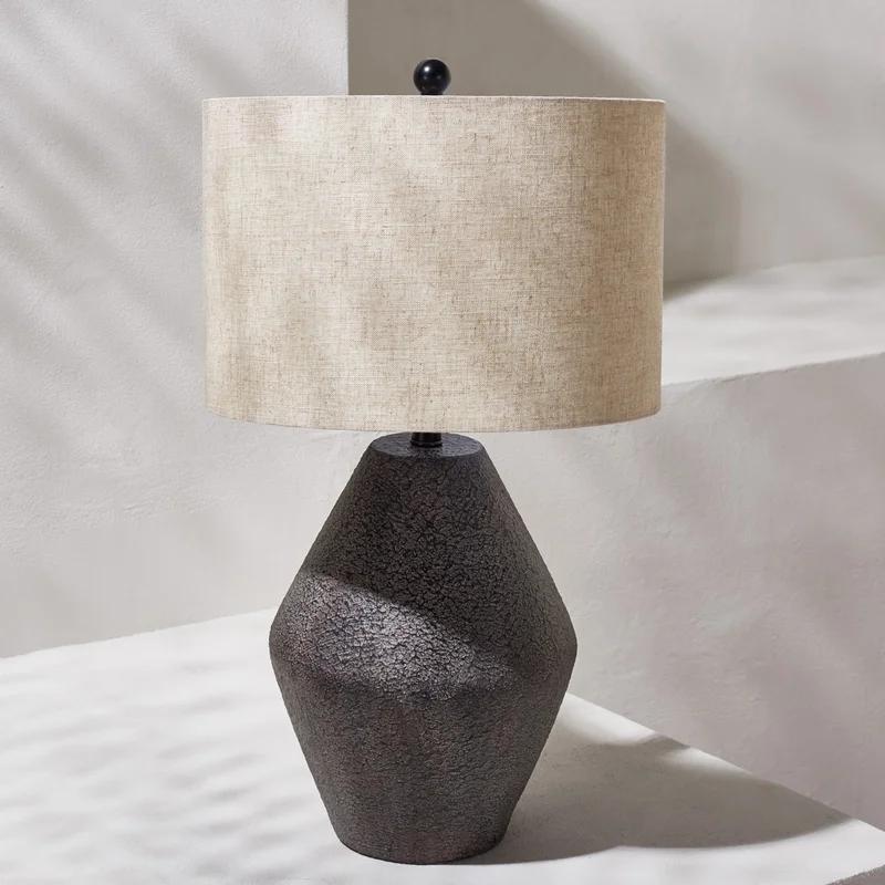 Ersta Angled Gourd Silhouette Table Lamp in Earthy Brown with Oatmeal Shade