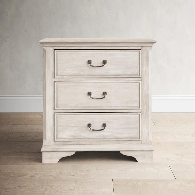 Bayside Cottage White Vintage 3 Drawer Nightstand