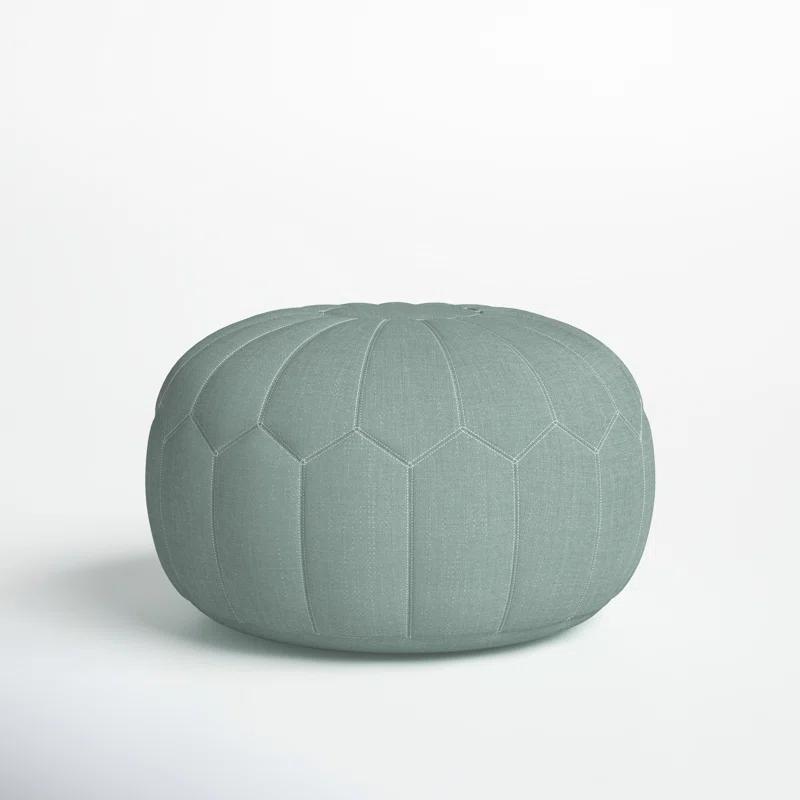 Seaweed Green Avery Oversized Round Pouf Ottoman with Polystyrene Beads