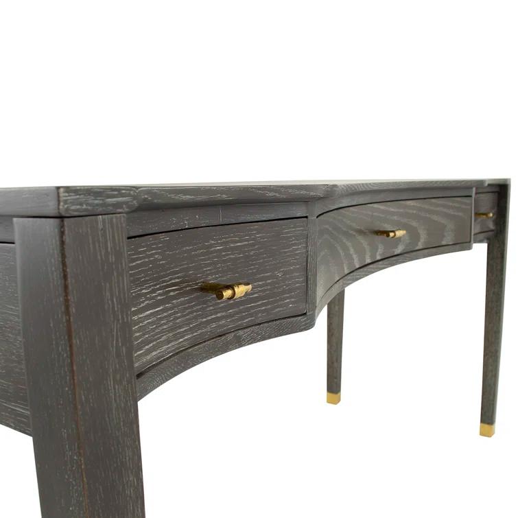 Nathan 60'' Dark Gray Cerused Oak Home Office Desk with Drawer