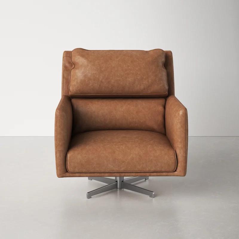 Marseille Camel Leather Transitional Swivel Chair