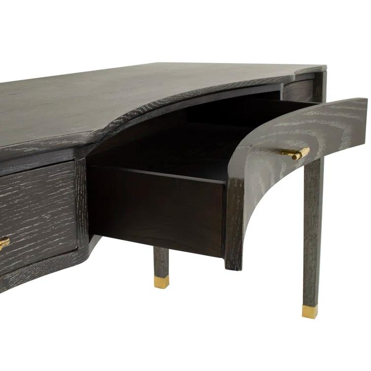 Nathan 60'' Dark Gray Cerused Oak Home Office Desk with Drawer