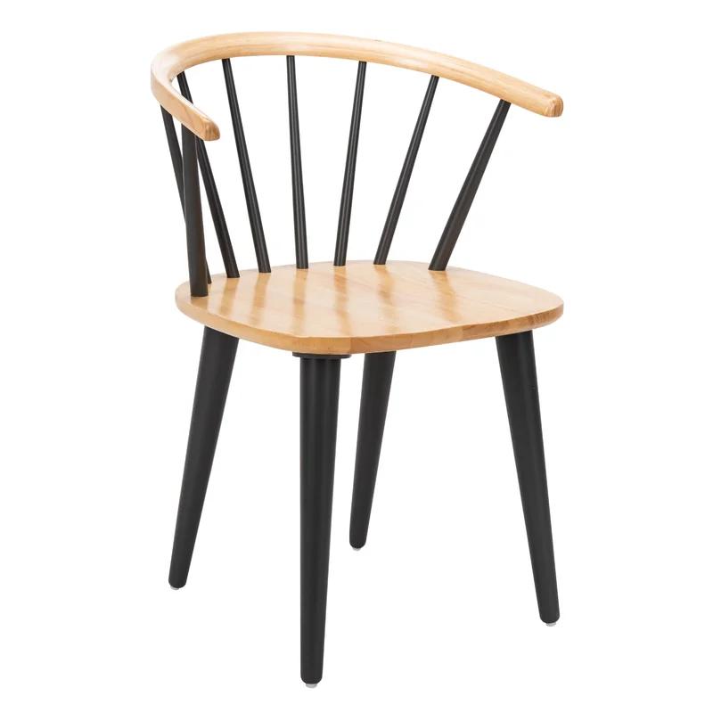 Blanchard Black and Natural Wood Curved Spindle Side Chair - Set of 2