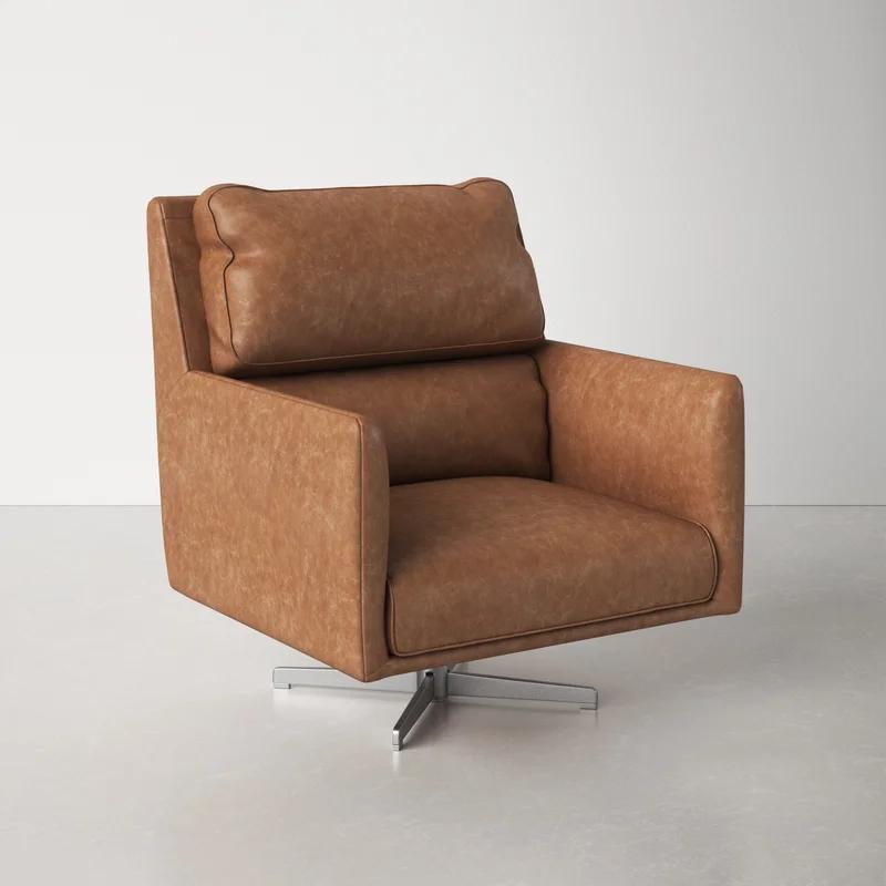 Marseille Camel Leather Transitional Swivel Chair