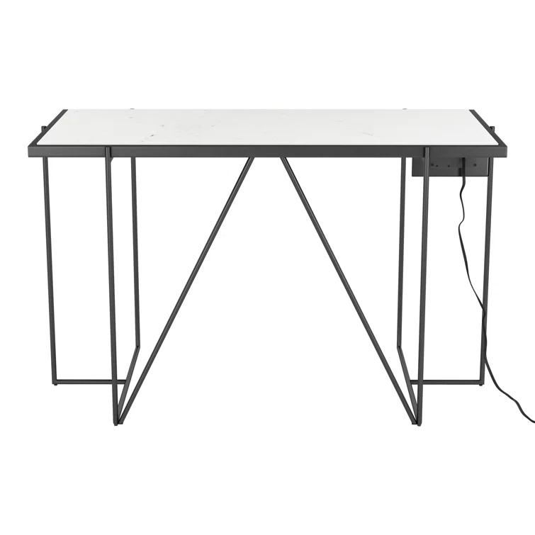 Winslett 49" Contemporary Home Office Desk with Power Outlets - Black & White
