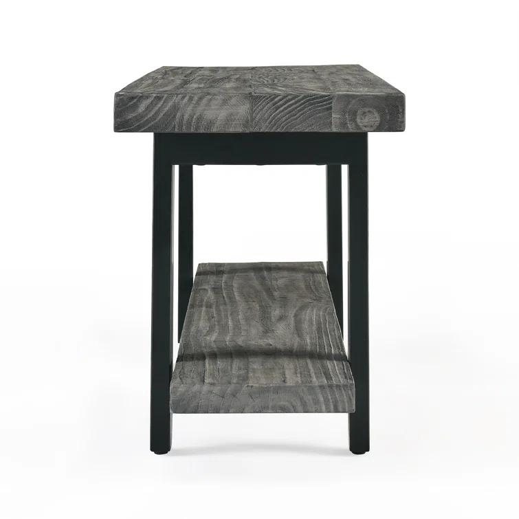 Pomona Metal and Reclaimed Wood Bench Slate Gray - Alaterre Furniture