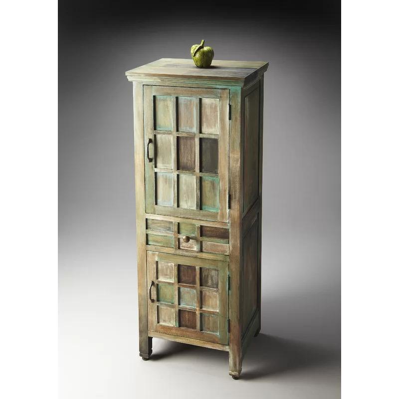 Jodha Artifacts Freestanding Accent Cabinet in Rustic Greens and Browns