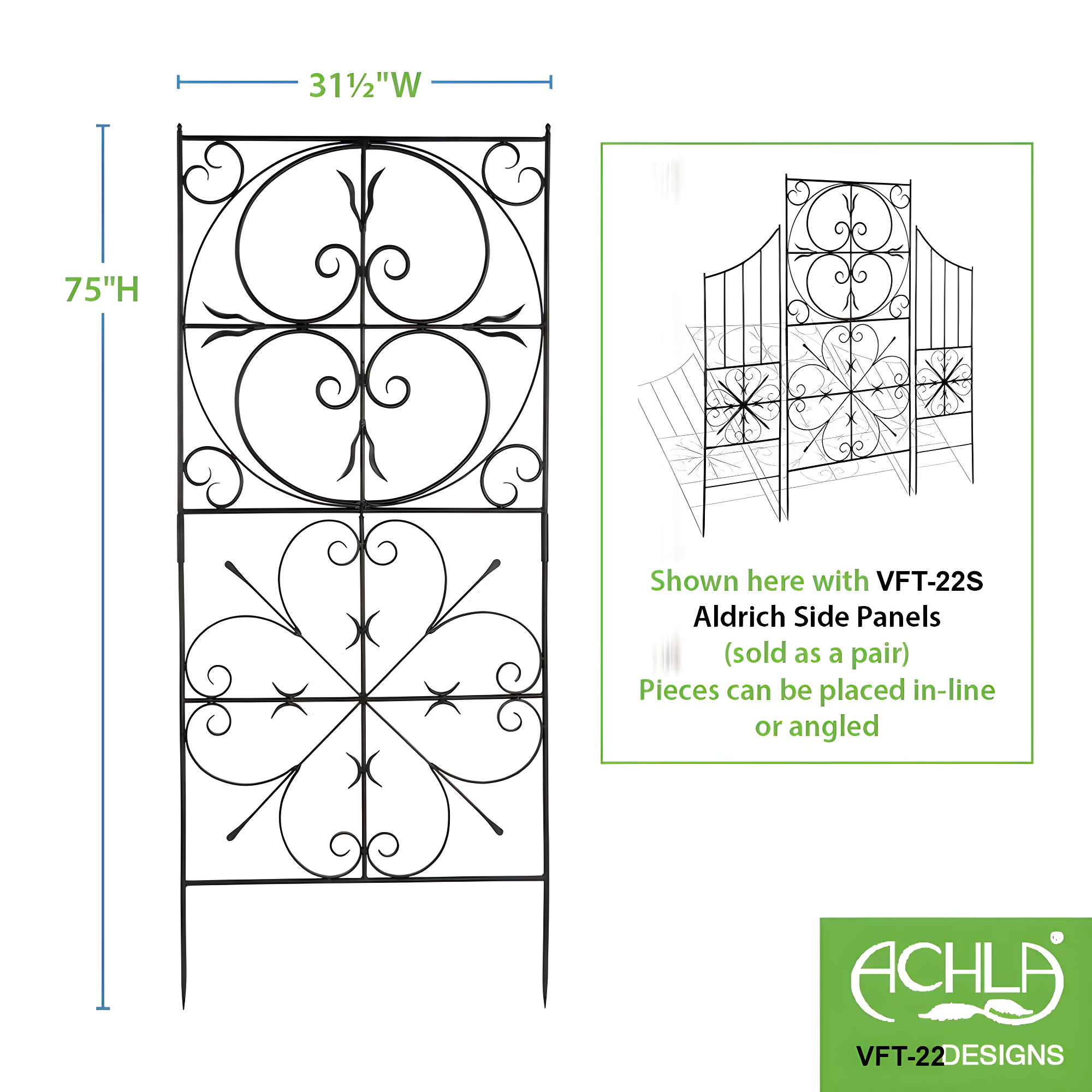 Achla  Garden Aldrich Trellis - Graphite Powdercoat