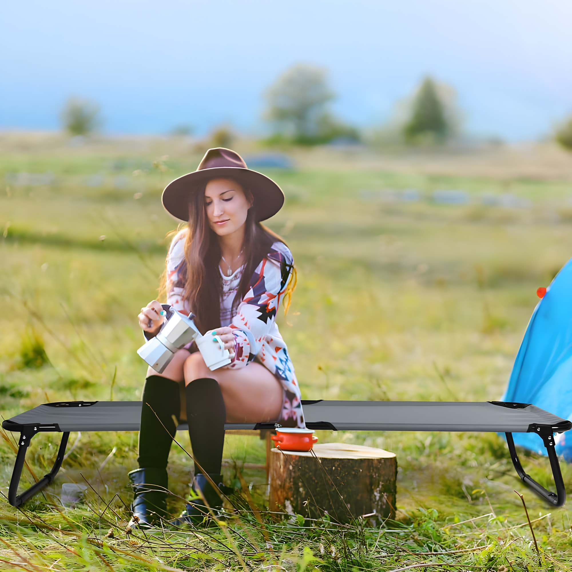 Patiojoy Outdoor Camping Cot Folding Camping Bed Sleeping Bed for Kids & Adult