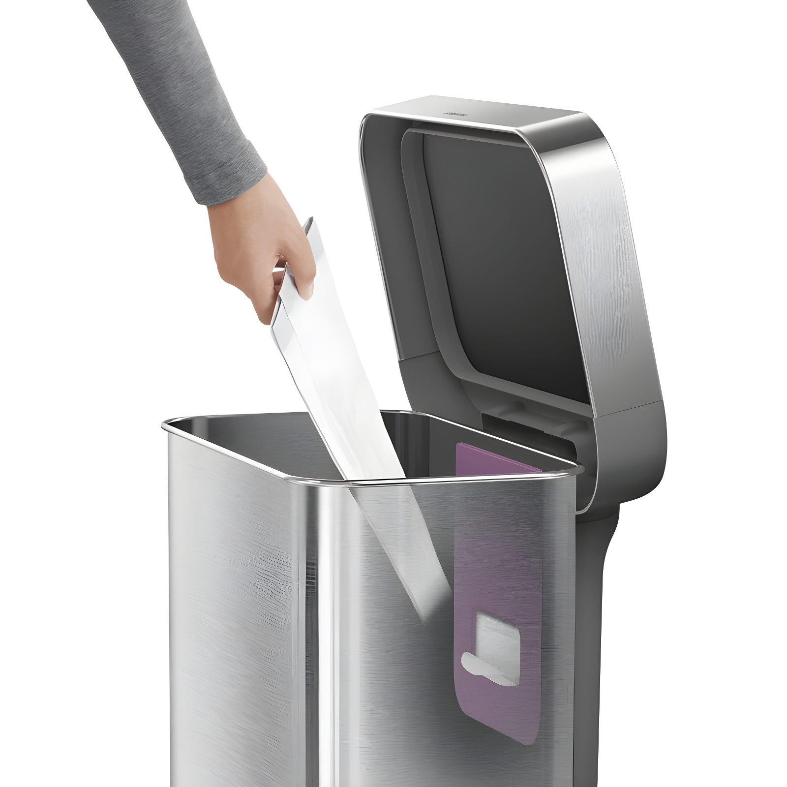 Simplehuman 45 Liter/ 12 Gallon Liter Kitchen Step Trash Can, Brushed Stainless Steel & Plastic Lid