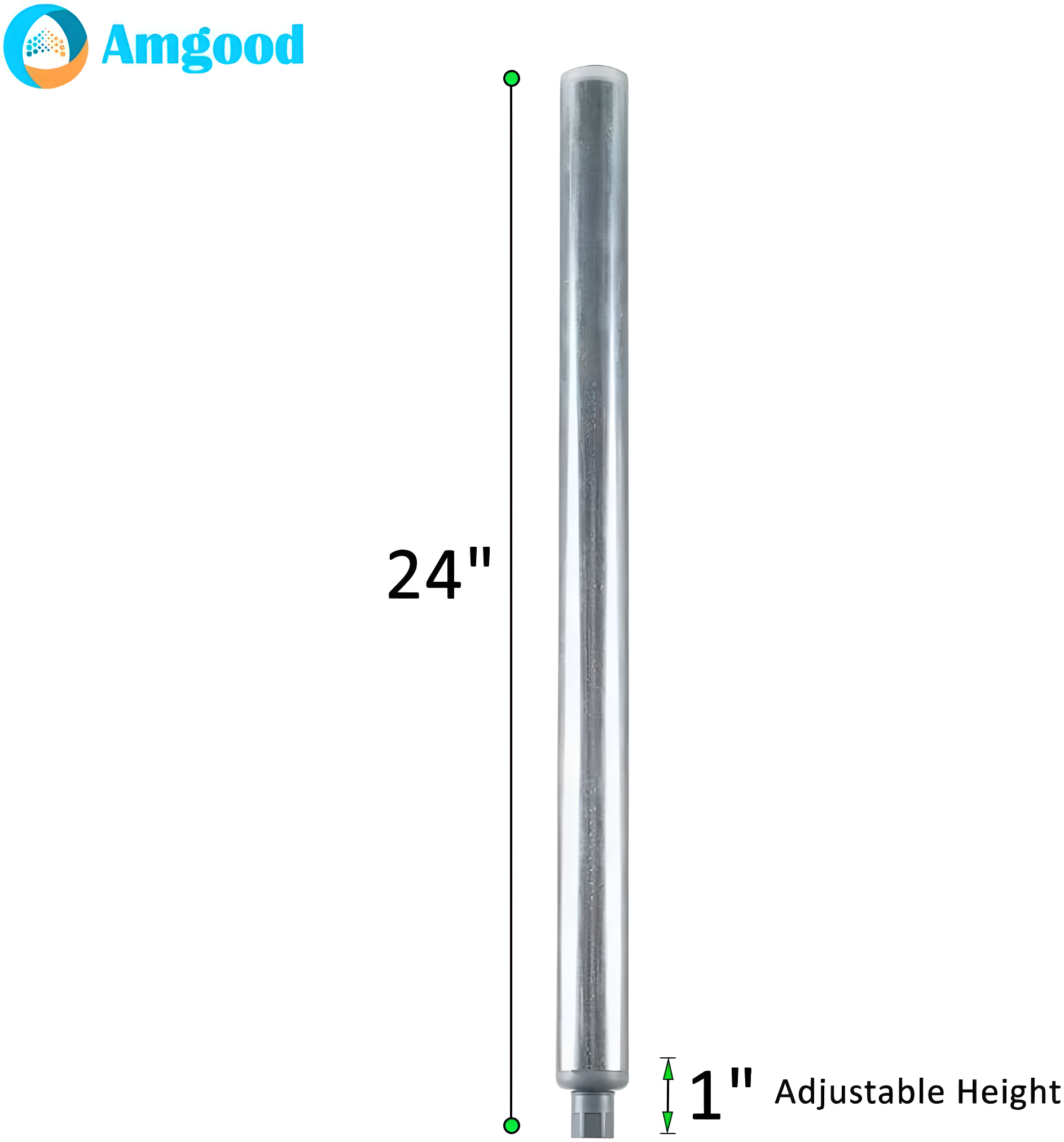 AmGood Galvanized Steel Legs for Work Tables | Set of 4 (24" Legs, 4 Pack, Plastic Bullet Feet)