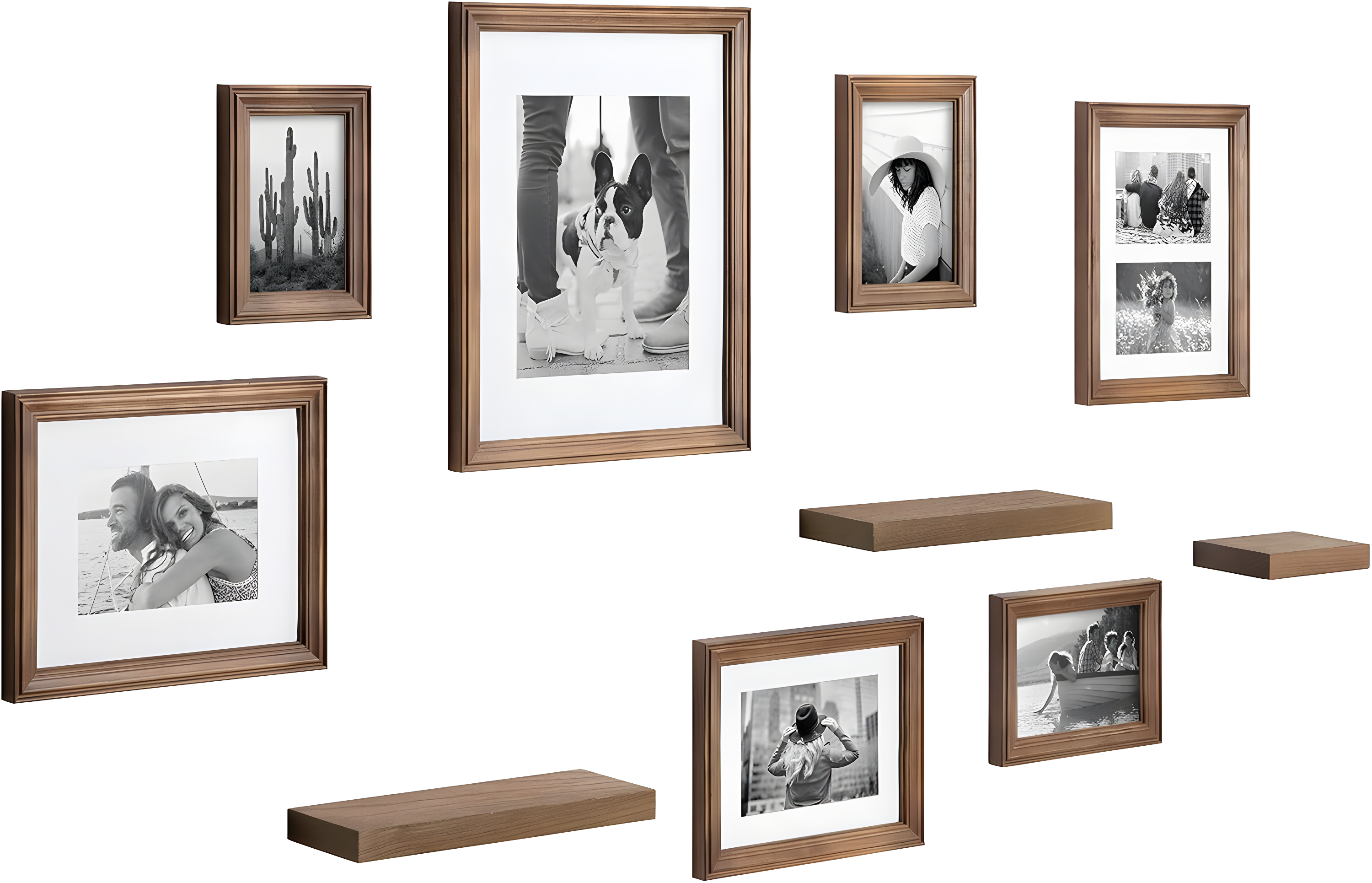 10pc Bordeaux Frame Box Set Natural: Wall Gallery Kit, Wood Shelves, Multi-Size Frames - Kate & Laurel All Things Decor