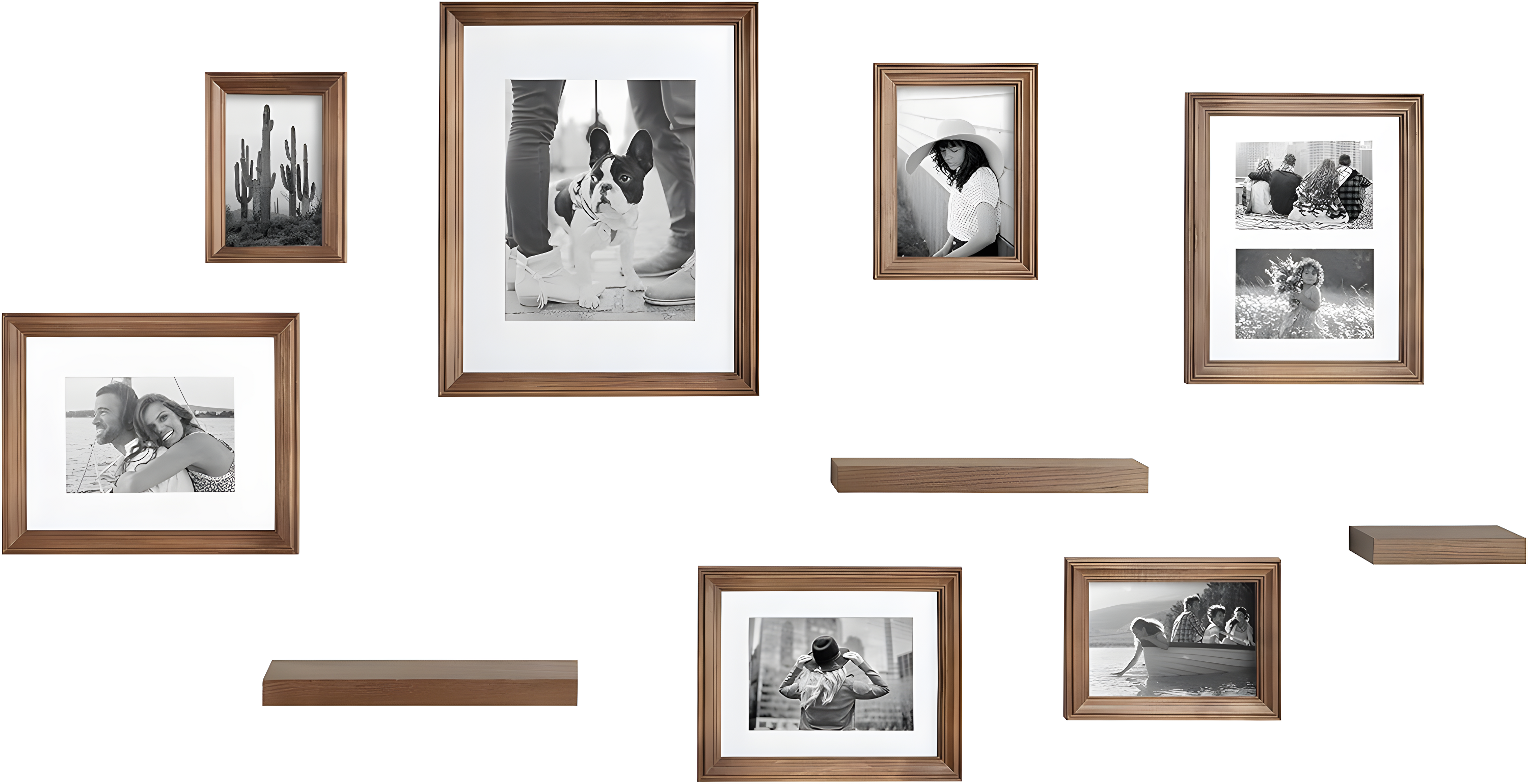 10pc Bordeaux Frame Box Set Natural: Wall Gallery Kit, Wood Shelves, Multi-Size Frames - Kate & Laurel All Things Decor