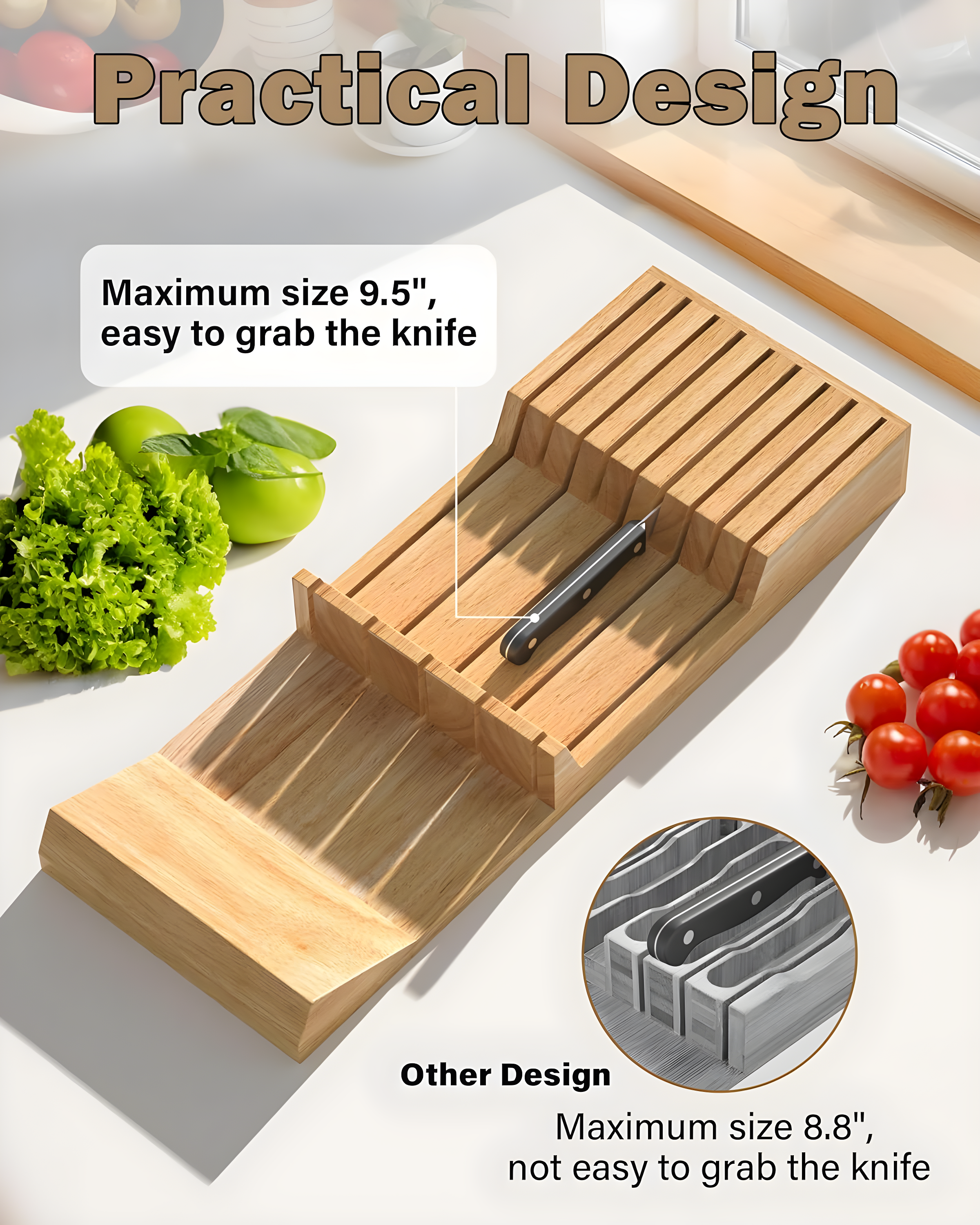 Cook N Home Cook N Home In-Drawer Knife Block Organizer 18-Slot, 2PC 9-Slot Kitchen Knife Holder