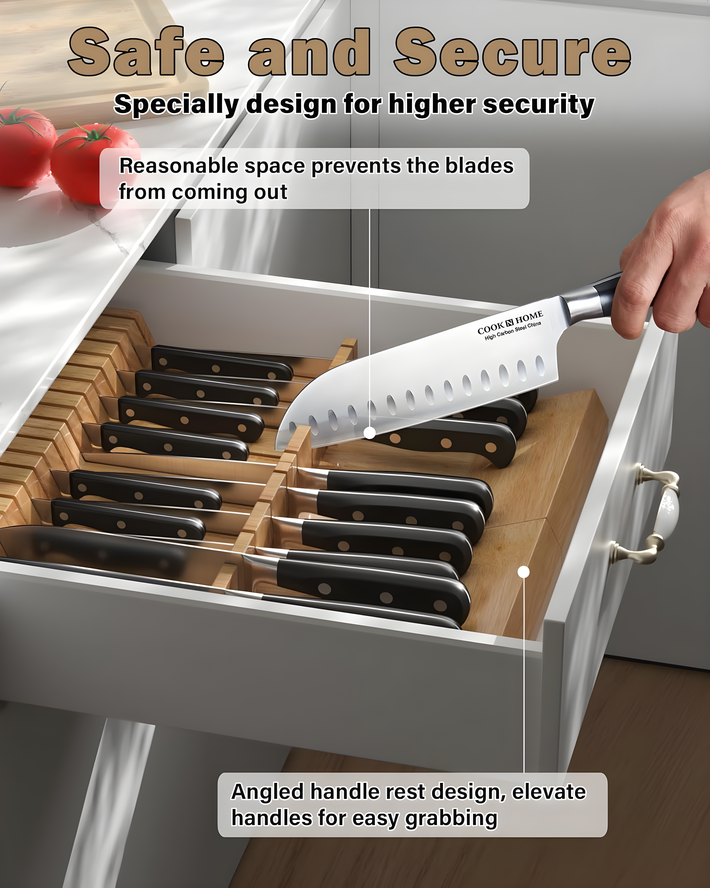 Cook N Home Cook N Home In-Drawer Knife Block Organizer 18-Slot, 2PC 9-Slot Kitchen Knife Holder