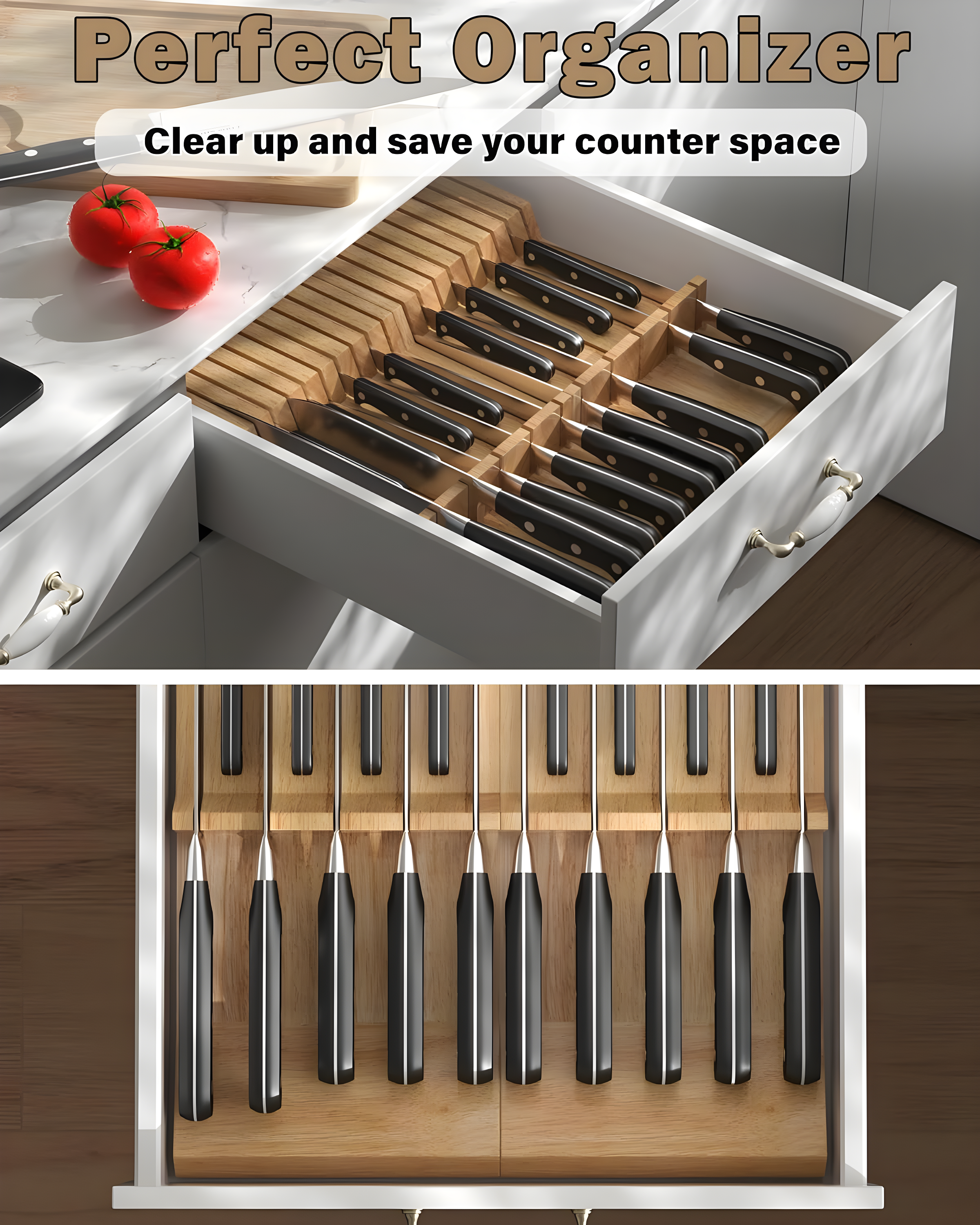 Cook N Home Cook N Home In-Drawer Knife Block Organizer 18-Slot, 2PC 9-Slot Kitchen Knife Holder