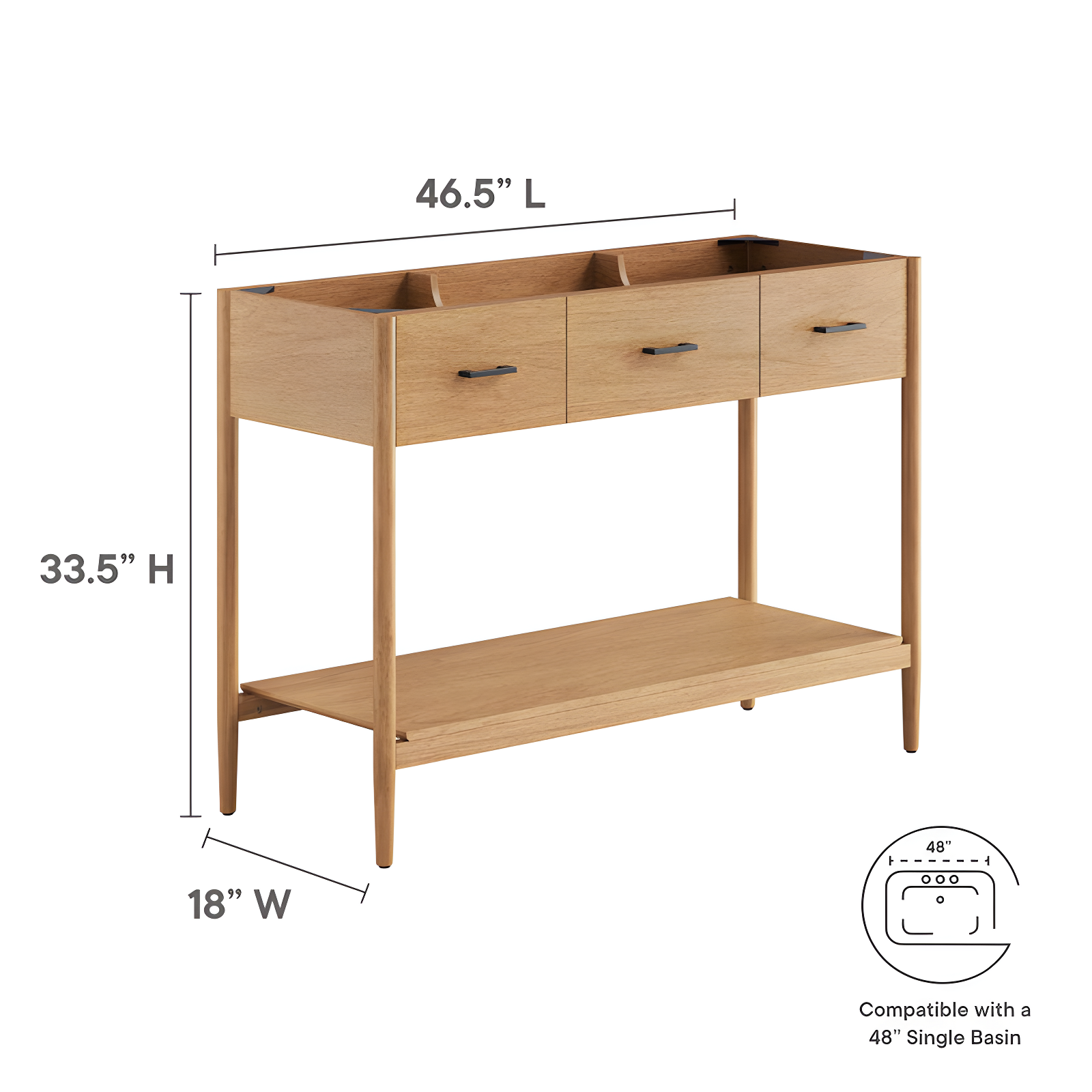 Modway Zaire 46.5" Double Bathroom Vanity Base Only