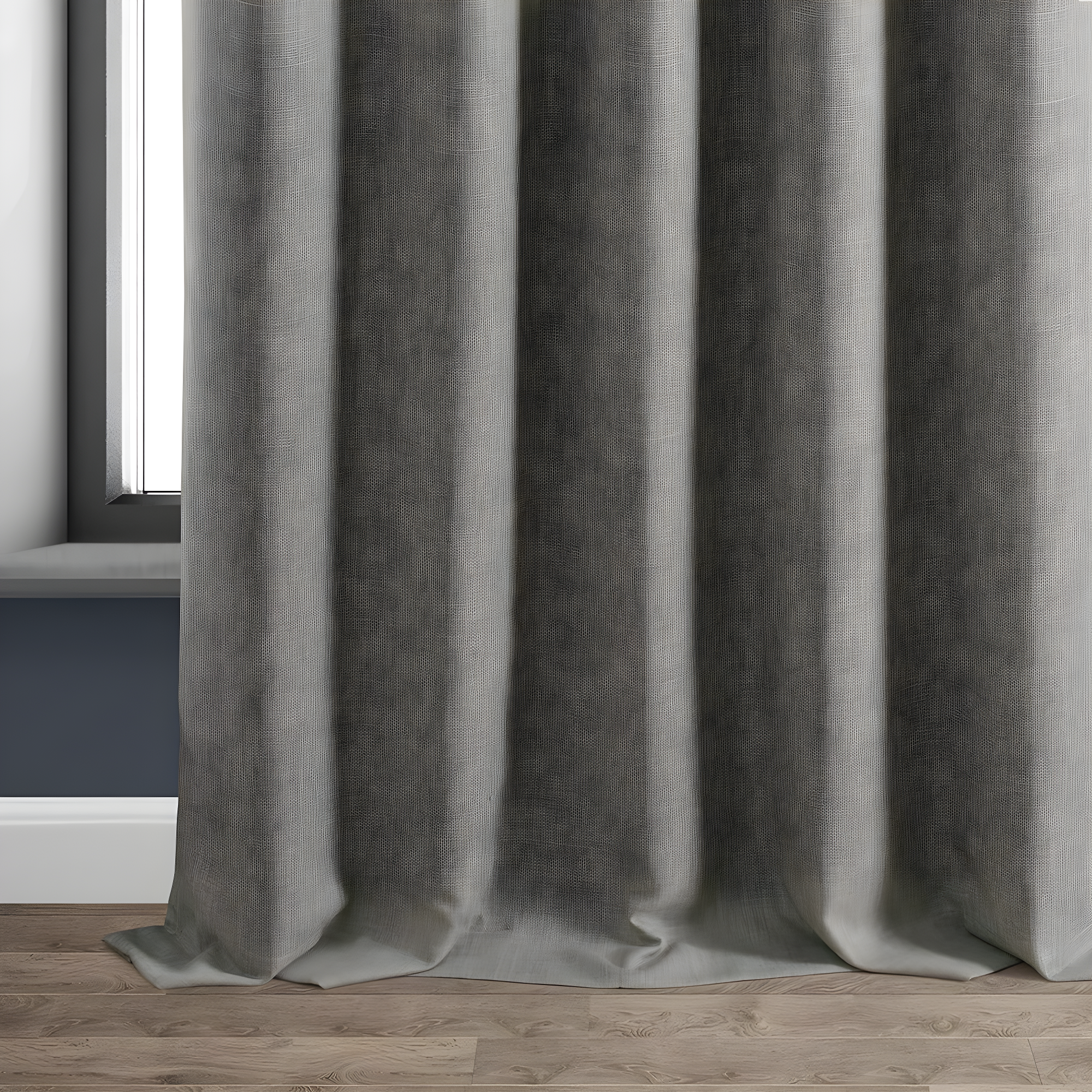 HPD HALF PRICE DRAPES Solid Thermal Insulated Blackout Curtains for Bedroom 84 Inches Long Curtain (1 Panel) Signature Blackout Linen Window Curtains for Living Room, 50W x 84L, Destination Slate