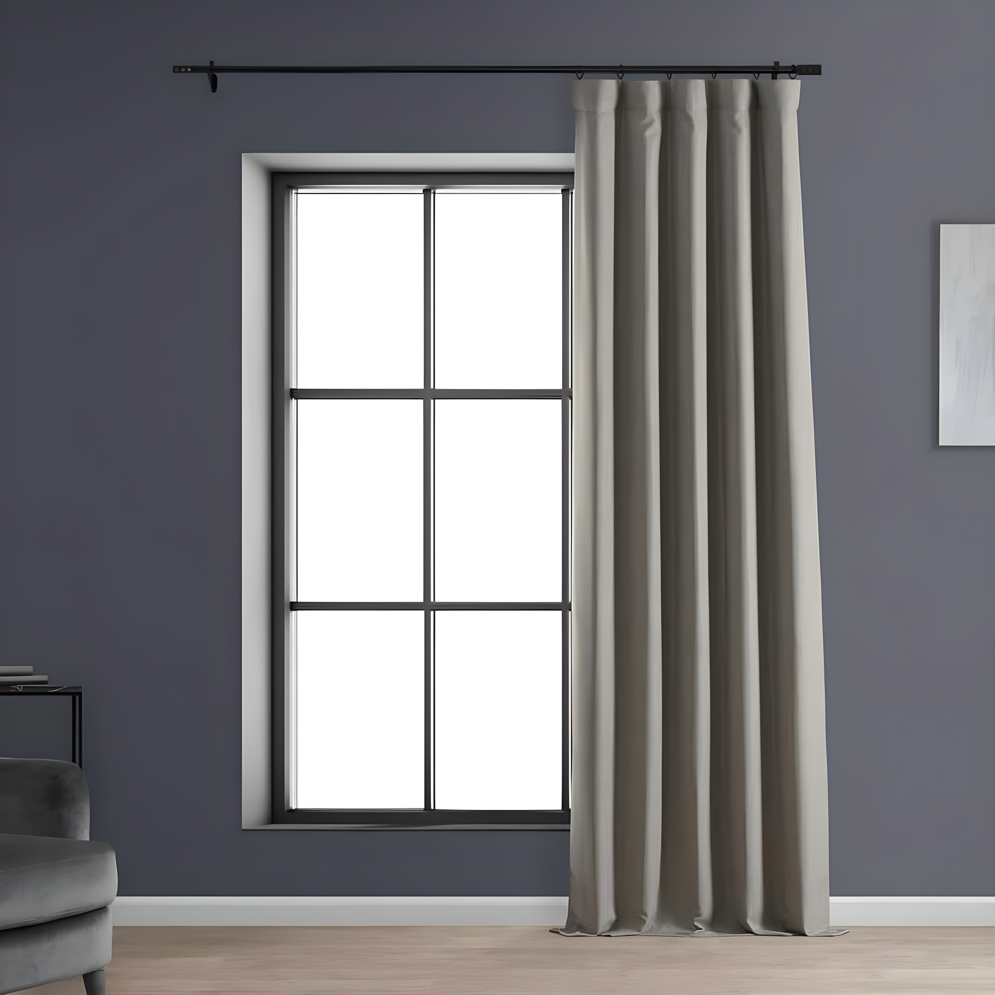 HPD HALF PRICE DRAPES Solid Thermal Insulated Blackout Curtains for Bedroom 84 Inches Long Curtain (1 Panel) Signature Blackout Linen Window Curtains for Living Room, 50W x 84L, Destination Slate