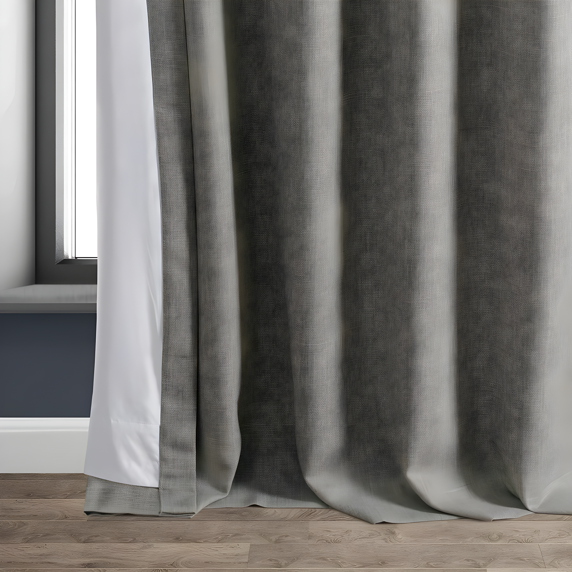 HPD HALF PRICE DRAPES Solid Thermal Insulated Blackout Curtains for Bedroom 84 Inches Long Curtain (1 Panel) Signature Blackout Linen Window Curtains for Living Room, 50W x 84L, Destination Slate
