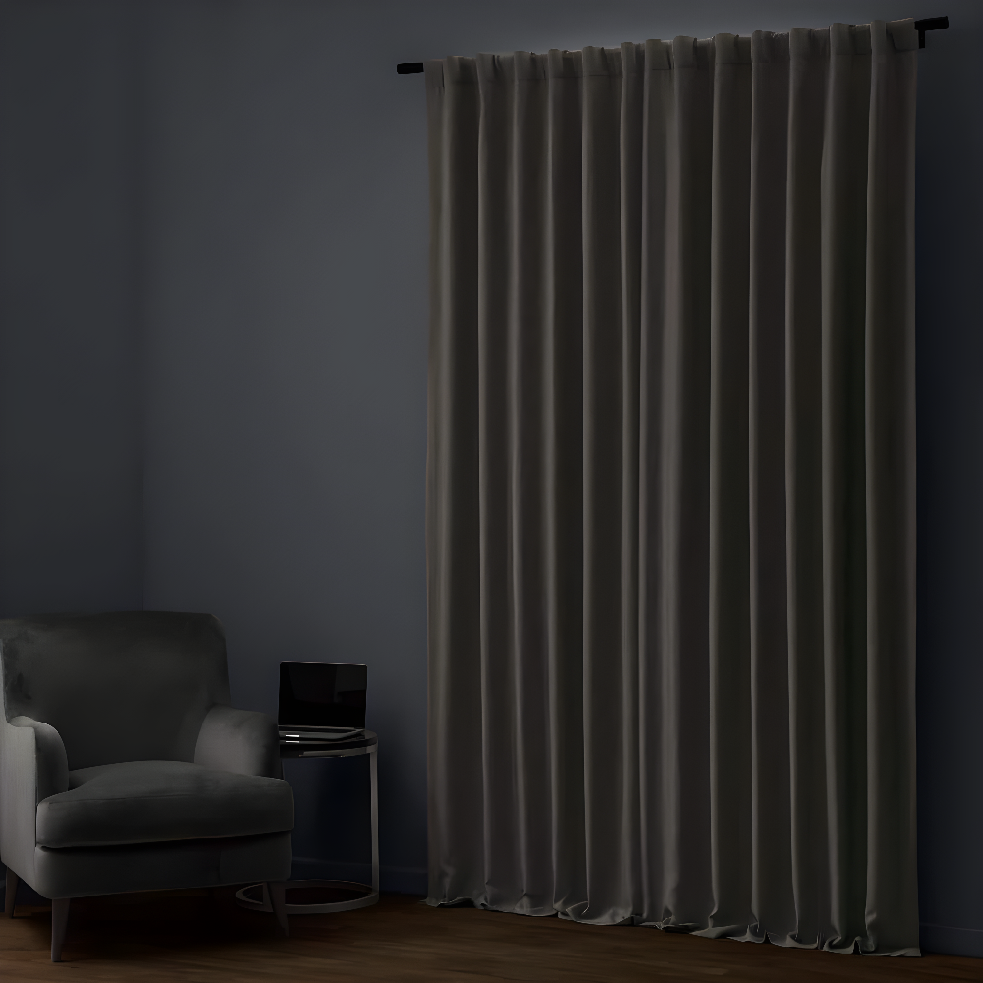 HPD HALF PRICE DRAPES Solid Thermal Insulated Blackout Curtains for Bedroom 84 Inches Long Curtain (1 Panel) Signature Blackout Linen Window Curtains for Living Room, 50W x 84L, Destination Slate