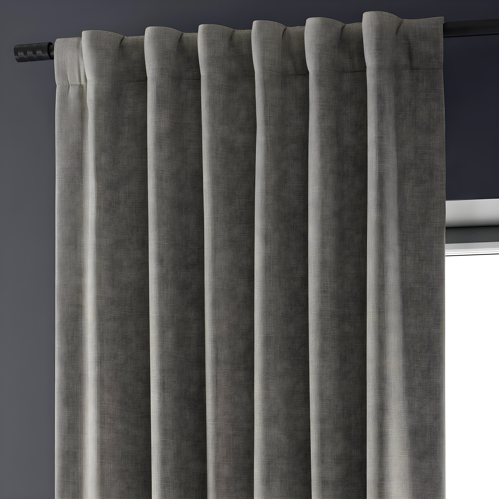 HPD HALF PRICE DRAPES Solid Thermal Insulated Blackout Curtains for Bedroom 84 Inches Long Curtain (1 Panel) Signature Blackout Linen Window Curtains for Living Room, 50W x 84L, Destination Slate