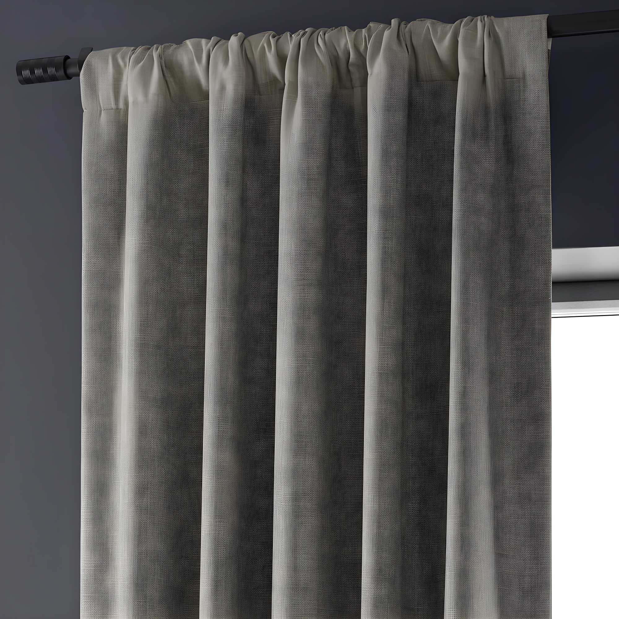 HPD HALF PRICE DRAPES Solid Thermal Insulated Blackout Curtains for Bedroom 84 Inches Long Curtain (1 Panel) Signature Blackout Linen Window Curtains for Living Room, 50W x 84L, Destination Slate
