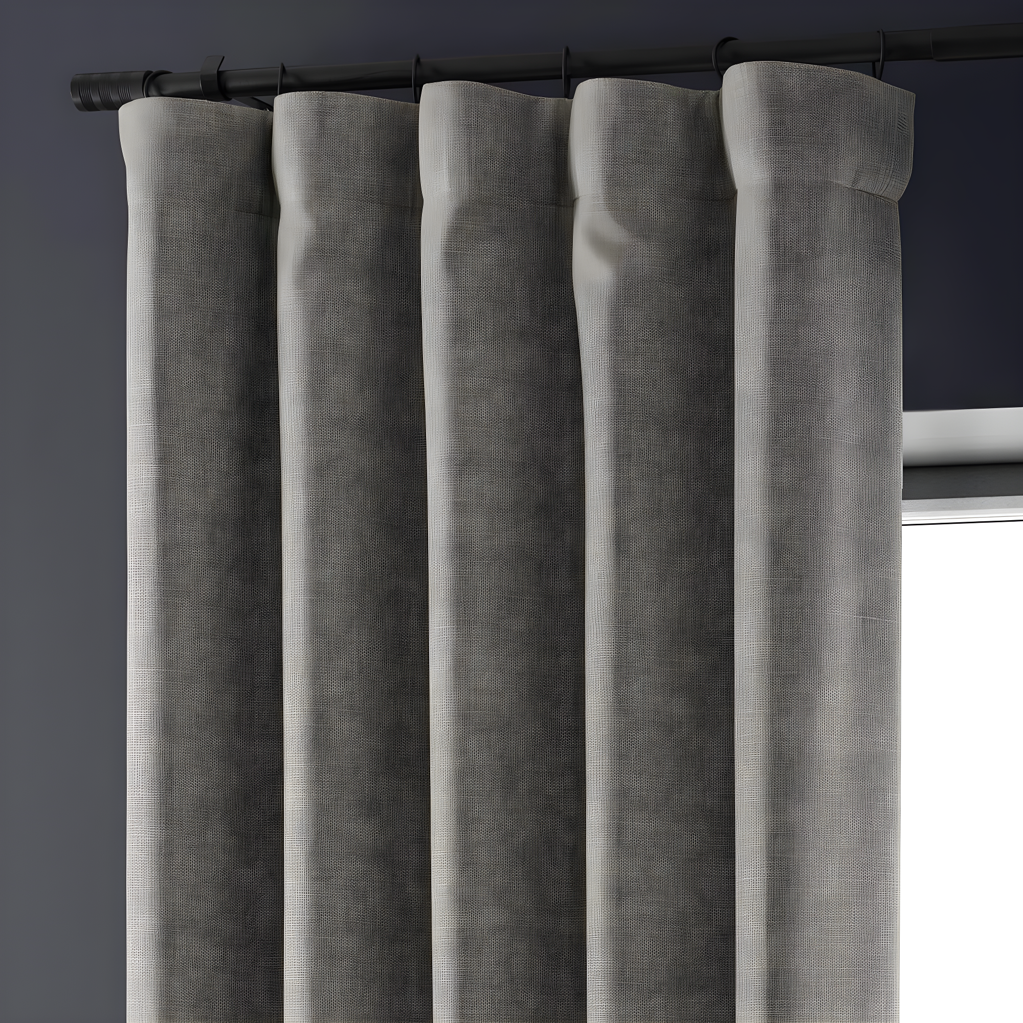 HPD HALF PRICE DRAPES Solid Thermal Insulated Blackout Curtains for Bedroom 84 Inches Long Curtain (1 Panel) Signature Blackout Linen Window Curtains for Living Room, 50W x 84L, Destination Slate