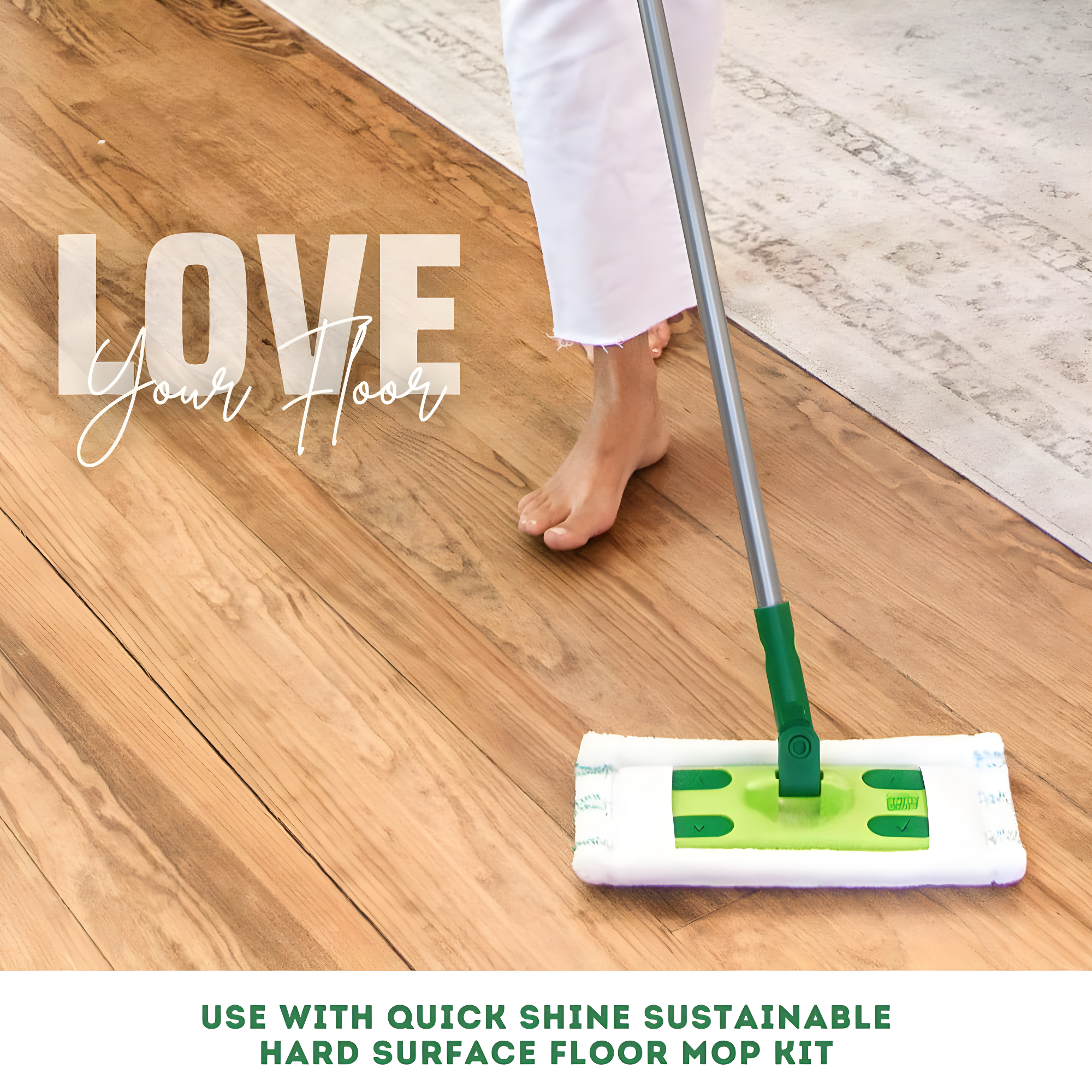 Quick Shine Hardwood Floor Luster, Pfas-Free Formula Floor Polish with Plant-Derived Carnauba 27oz