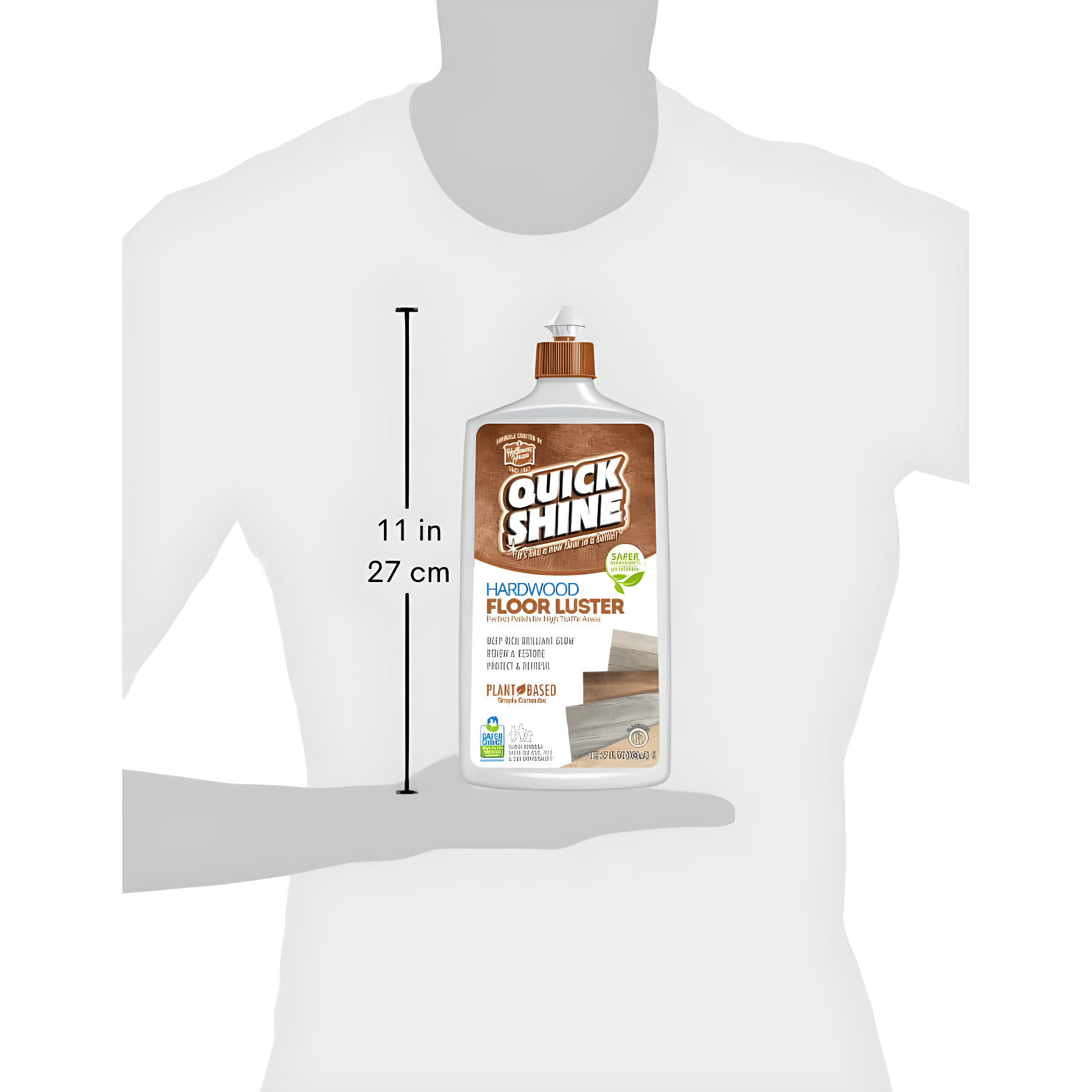 Quick Shine Hardwood Floor Luster, Pfas-Free Formula Floor Polish with Plant-Derived Carnauba 27oz