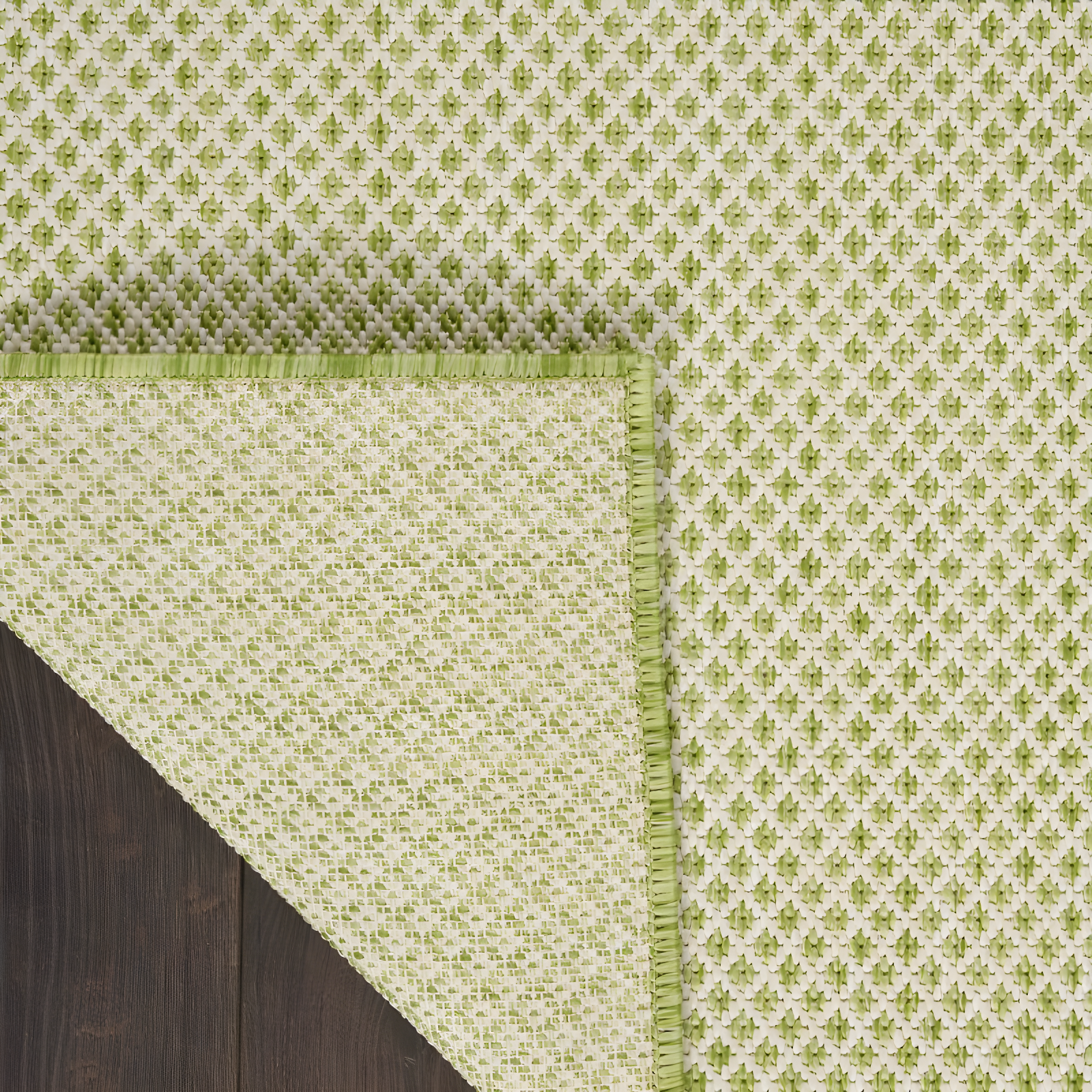 Nourison 4' x 4' Courtyard Modern Easy Care Flatweave Indoor Outdoor Square Rug Ivory Green