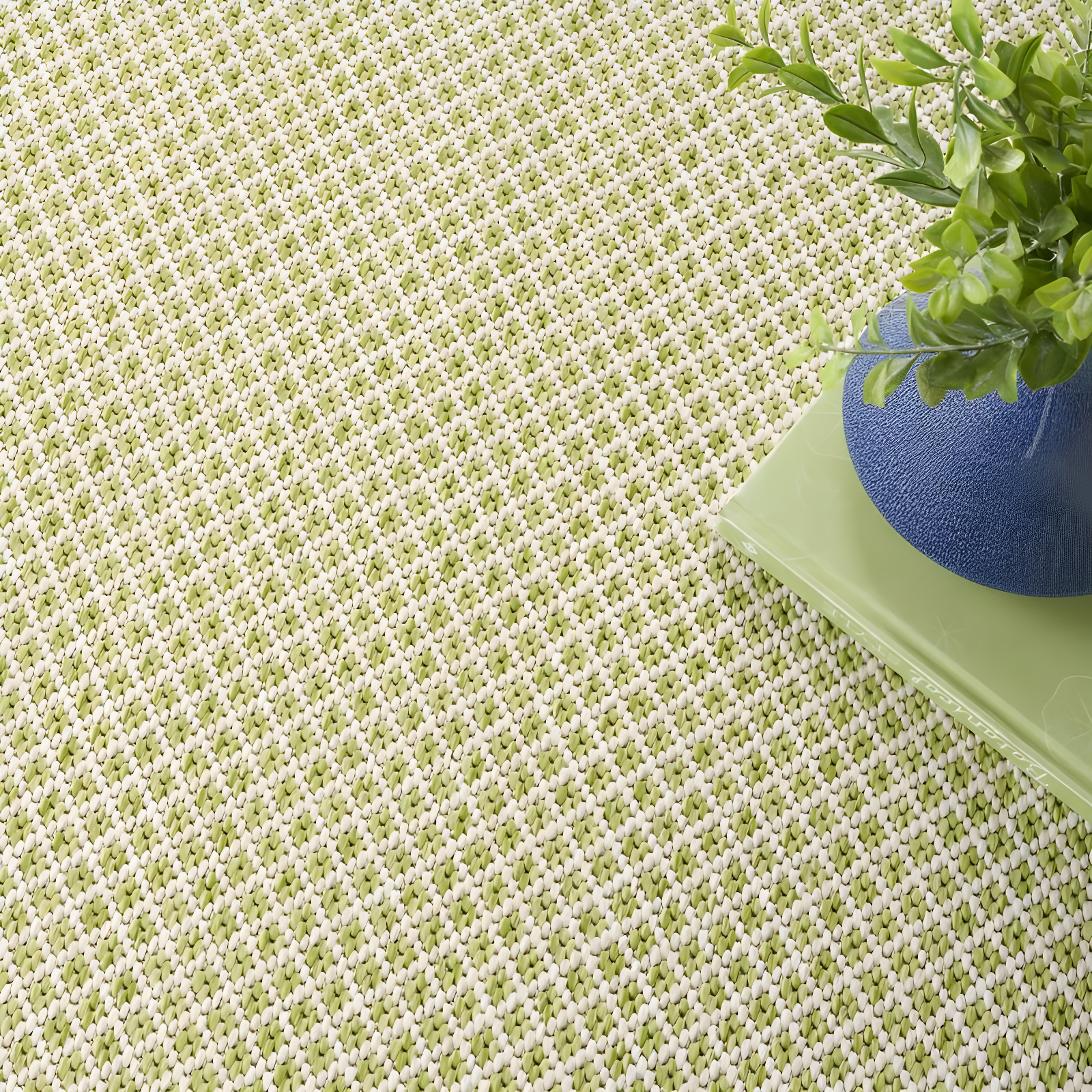 Nourison 4' x 4' Courtyard Modern Easy Care Flatweave Indoor Outdoor Square Rug Ivory Green
