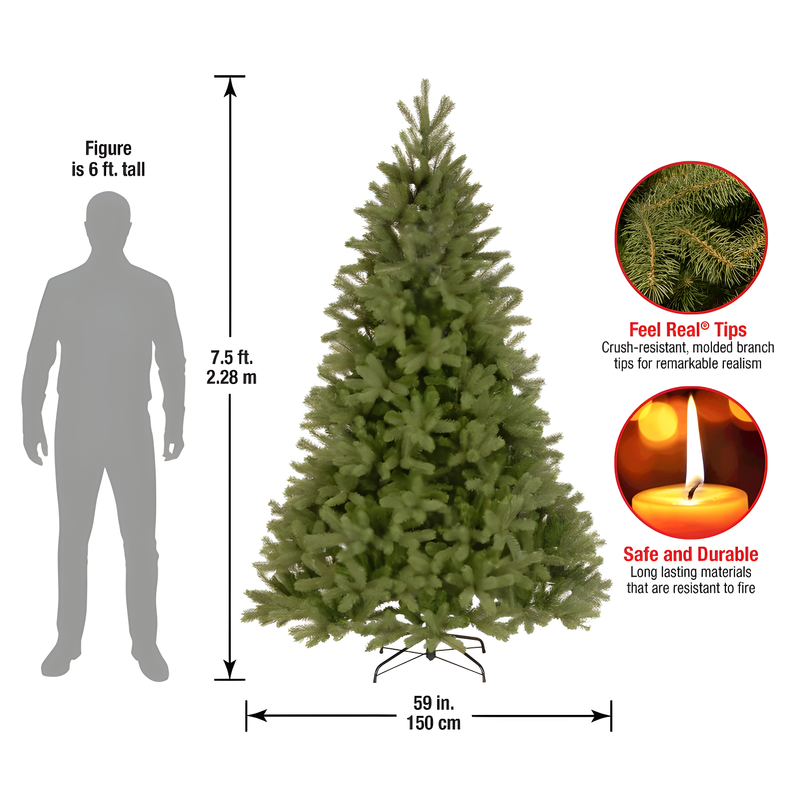 7.5' Unlit Feel Real Downswept Douglas Fir Artificial Christmas Tree - National Tree Company