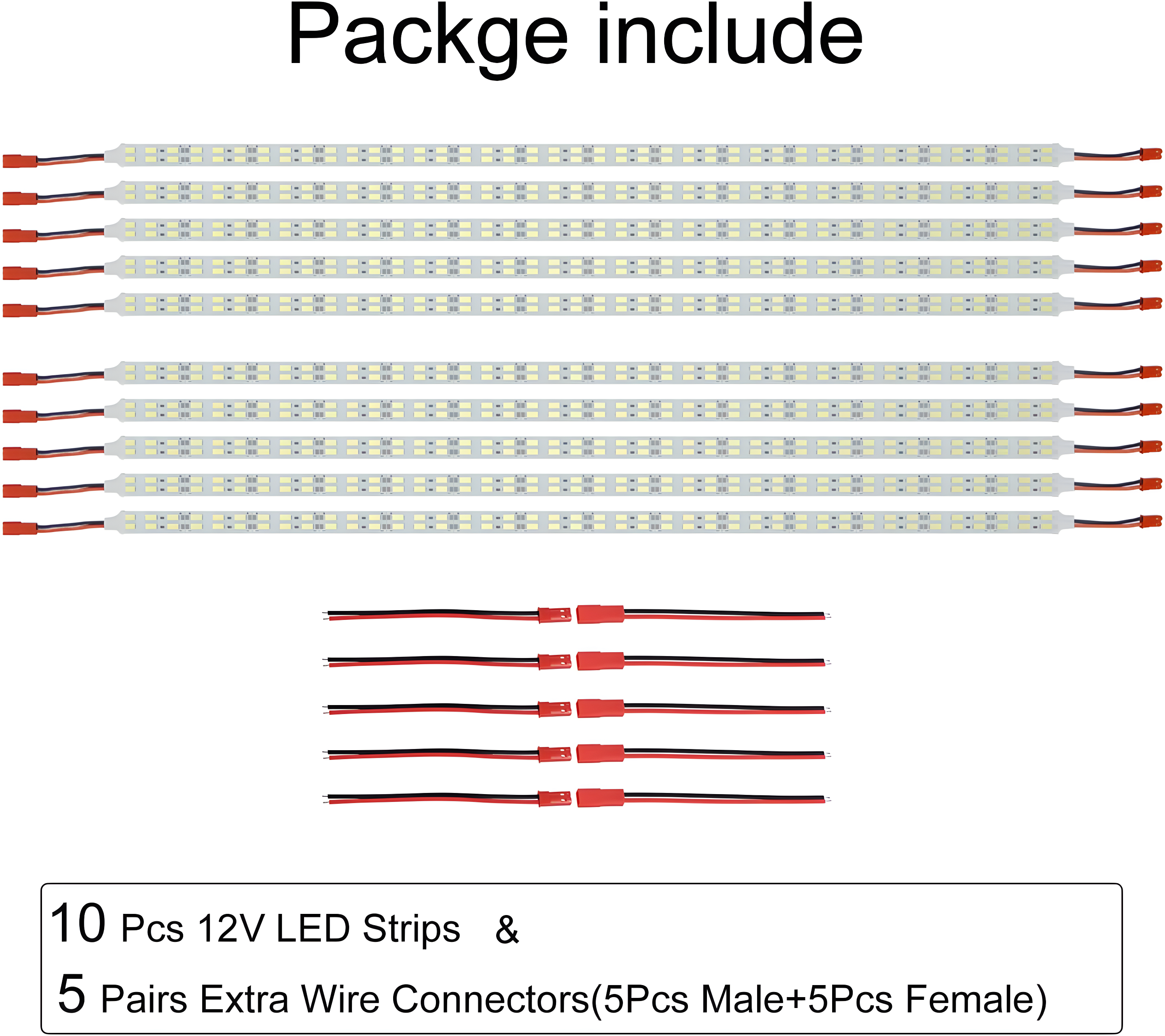ICIH Under Cabinet LED Light 10Pack 12v LED Light Strip Rigid Super Bright White 6000K SMD5630 9W 84LED Double Row 0.5m/20in for Kitchen Cabinet,Counter,Showcase Vehicle Replace