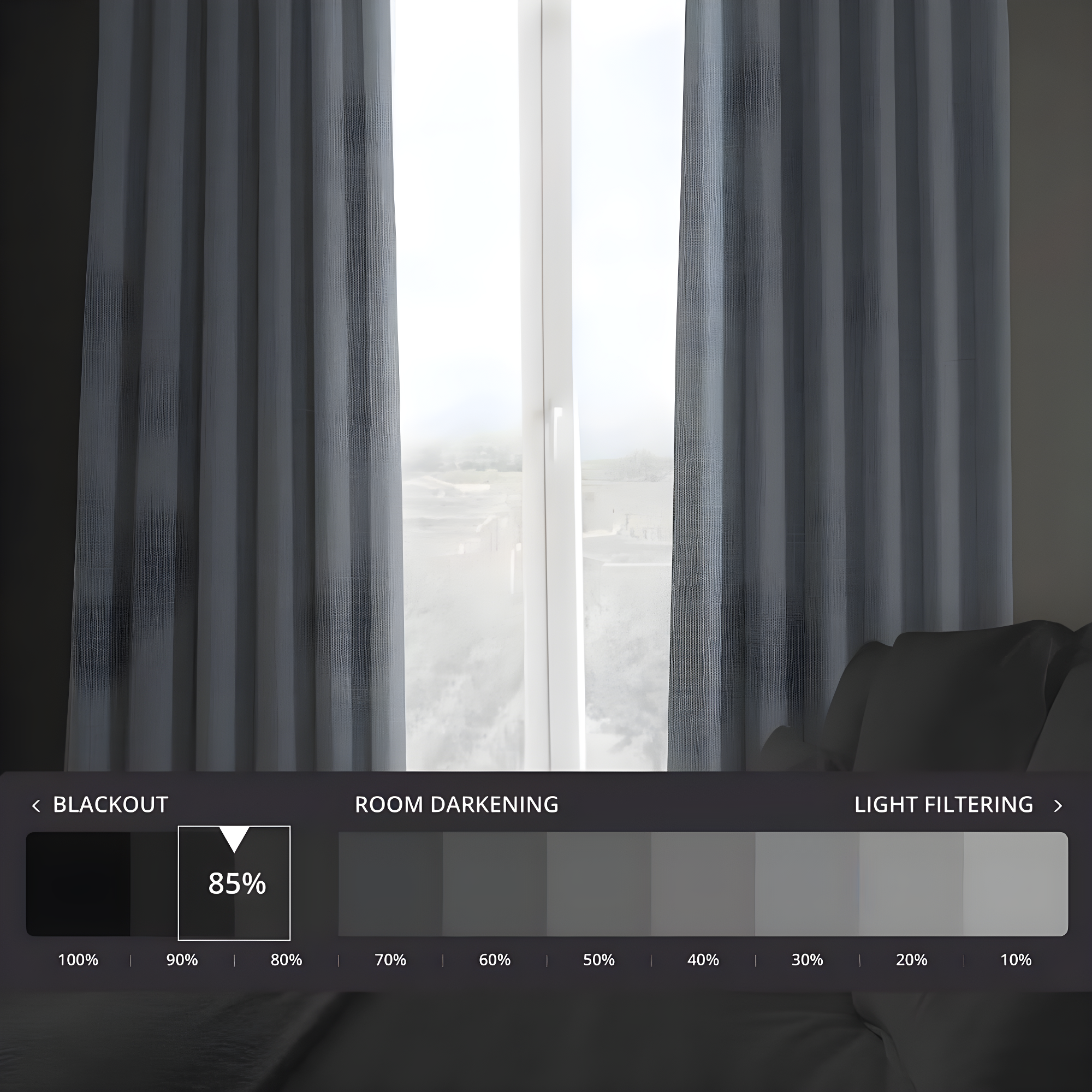 Heather Grey Faux Linen Room Darkening Curtain (1 Panel), Heather Grey, 50W X 120L