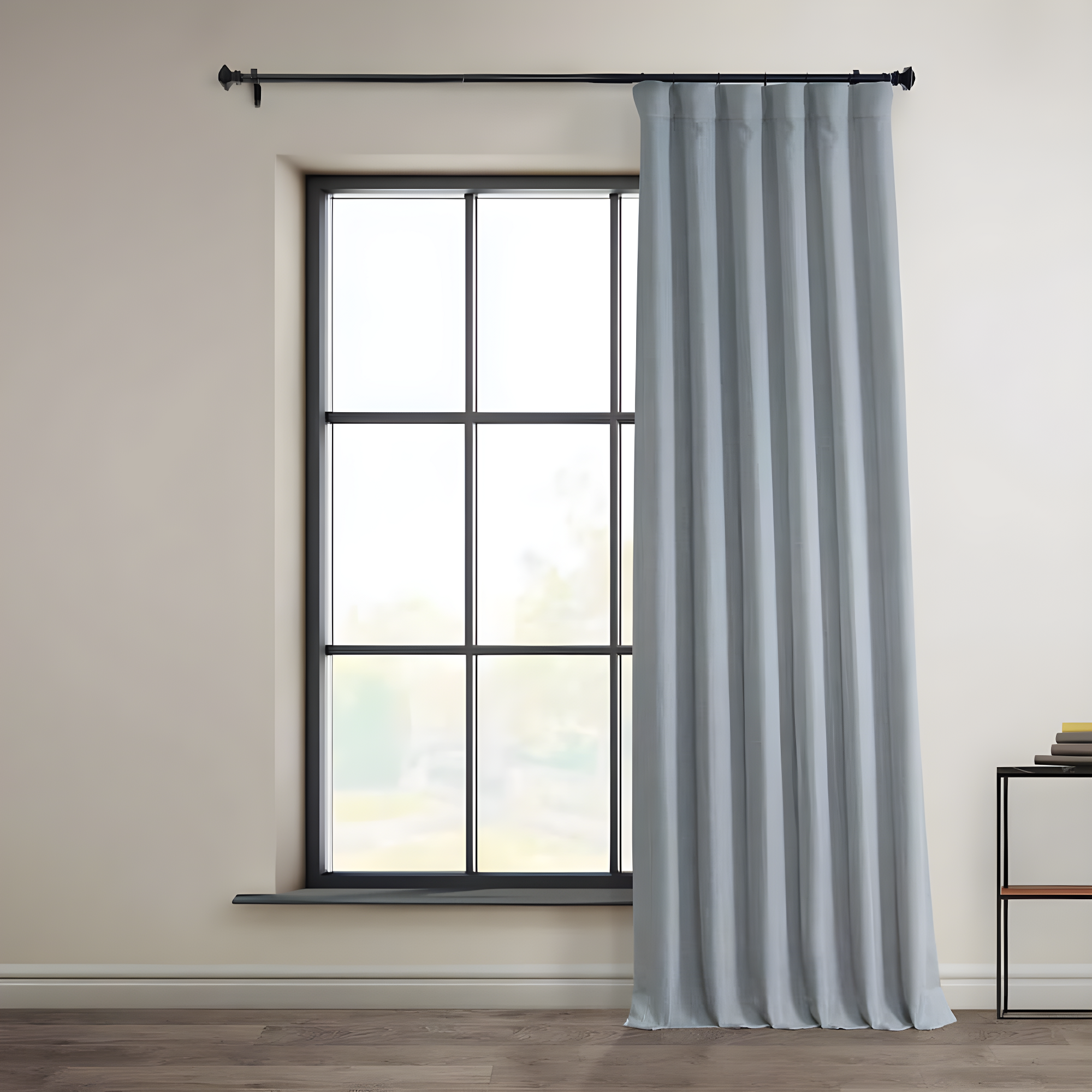 Heather Grey Faux Linen Room Darkening Curtain (1 Panel), Heather Grey, 50W X 120L