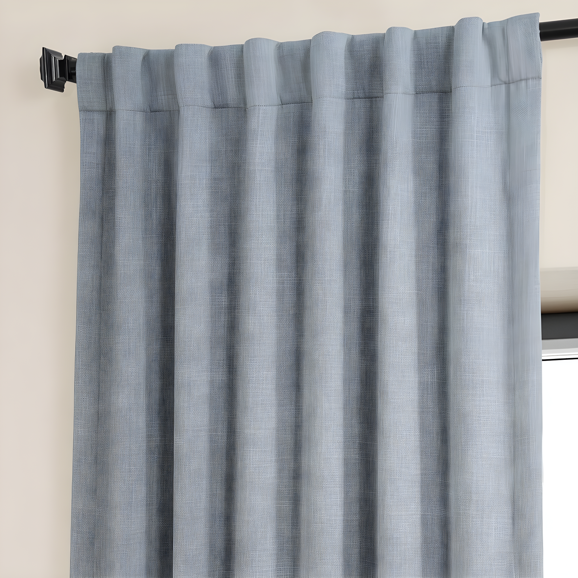 Heather Grey Faux Linen Room Darkening Curtain (1 Panel), Heather Grey, 50W X 120L