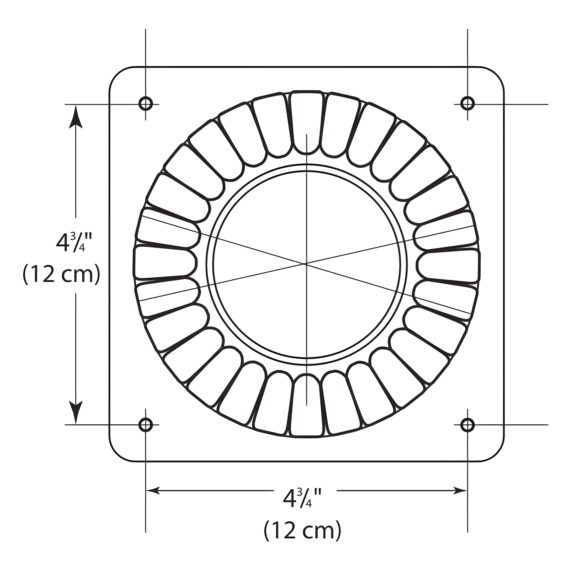 Canby 5.5 in. Black Square Pier Mount Base for 3 inch Post Top Mounts