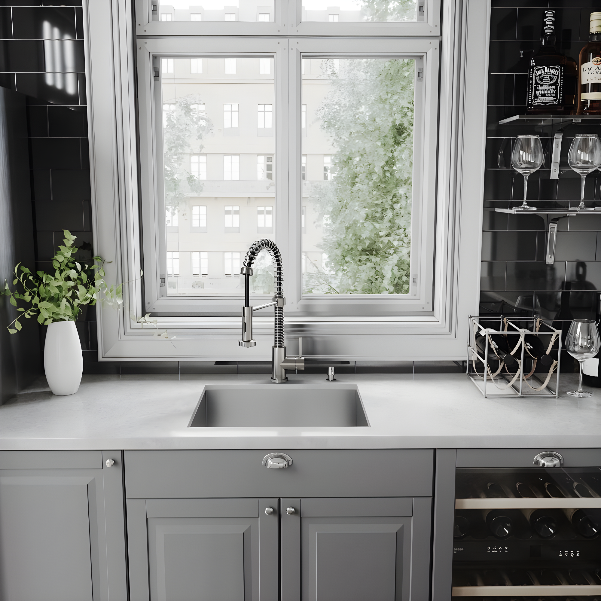 Edison 19" H 1-handle Pull-Down 2-Function Sprayer Kitchen Faucet