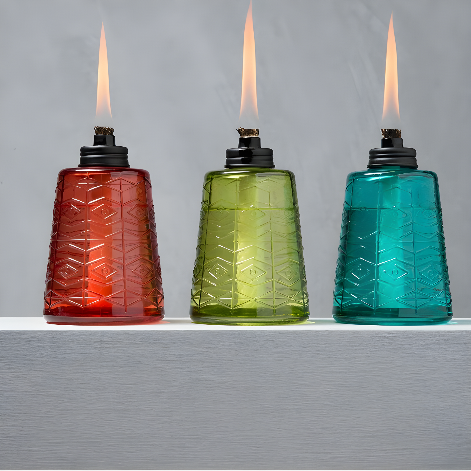 TIKI Brand TIKI® Brand 6 Inch Table Torch Glass Red, Green and Blue (Set of 3)