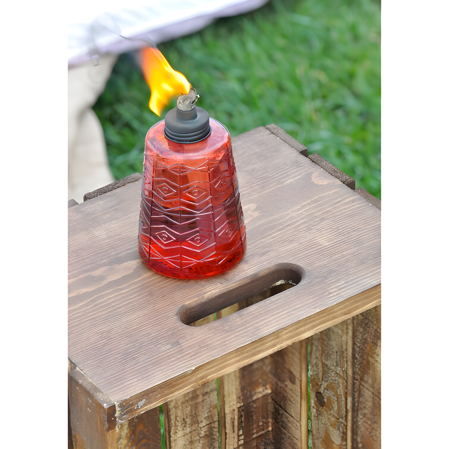 TIKI Brand TIKI® Brand 6 Inch Table Torch Glass Red, Green and Blue (Set of 3)