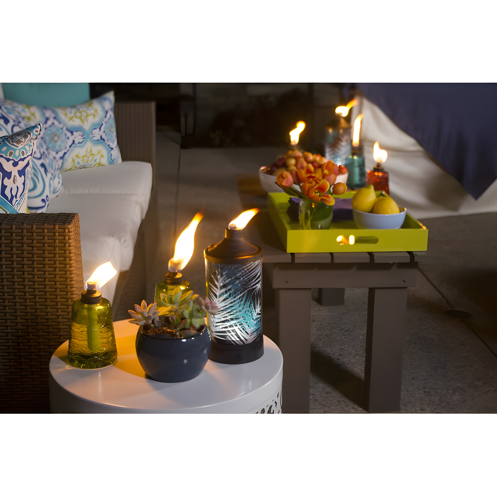 TIKI Brand TIKI® Brand 6 Inch Table Torch Glass Red, Green and Blue (Set of 3)