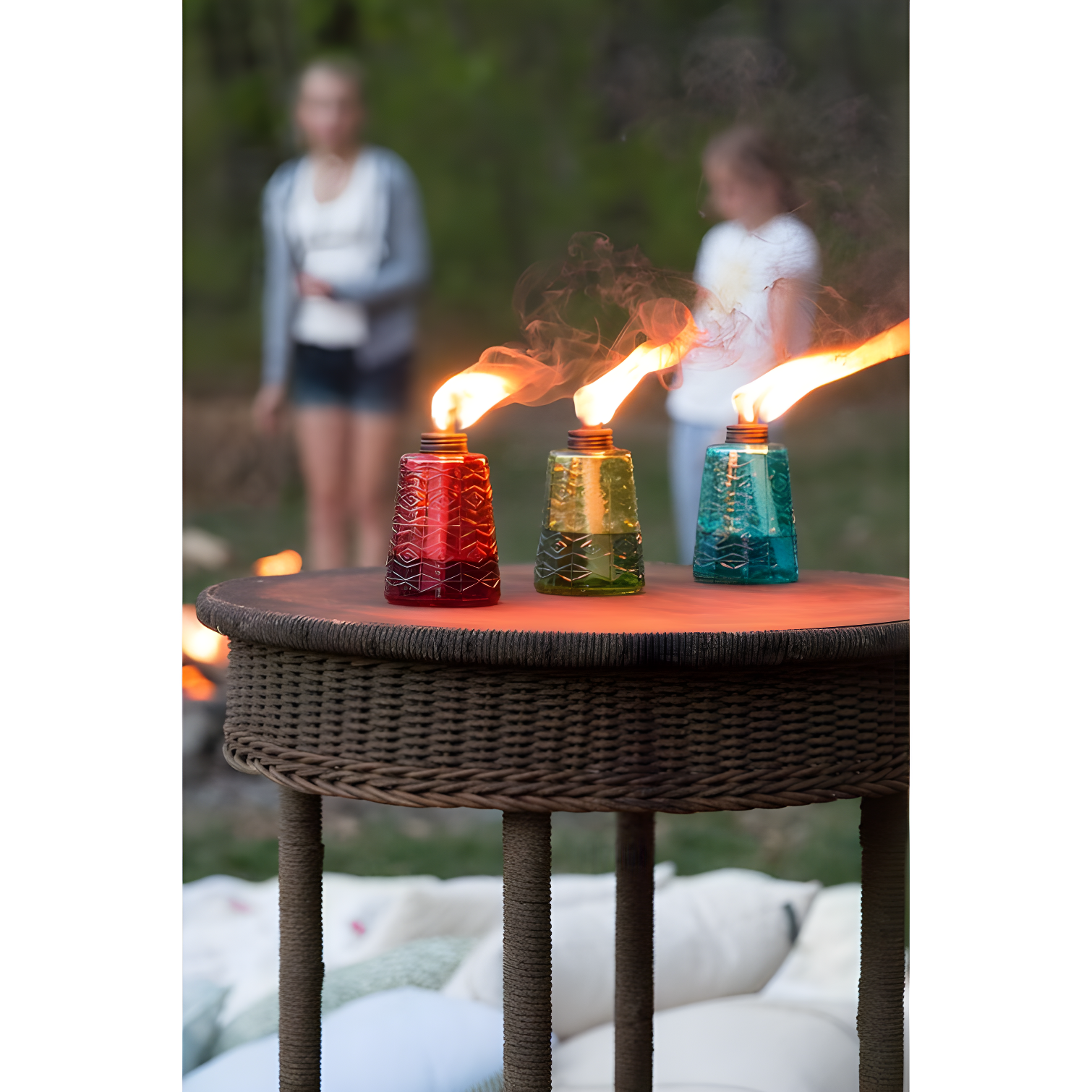 TIKI Brand TIKI® Brand 6 Inch Table Torch Glass Red, Green and Blue (Set of 3)