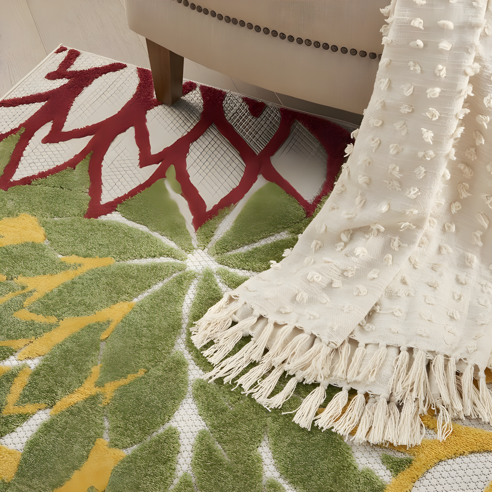 Nourison Aloha Floral Bloom Flatweave High-Low Indoor Outdoor Area Rug Red Multi Colored 3'6" x 5'6"