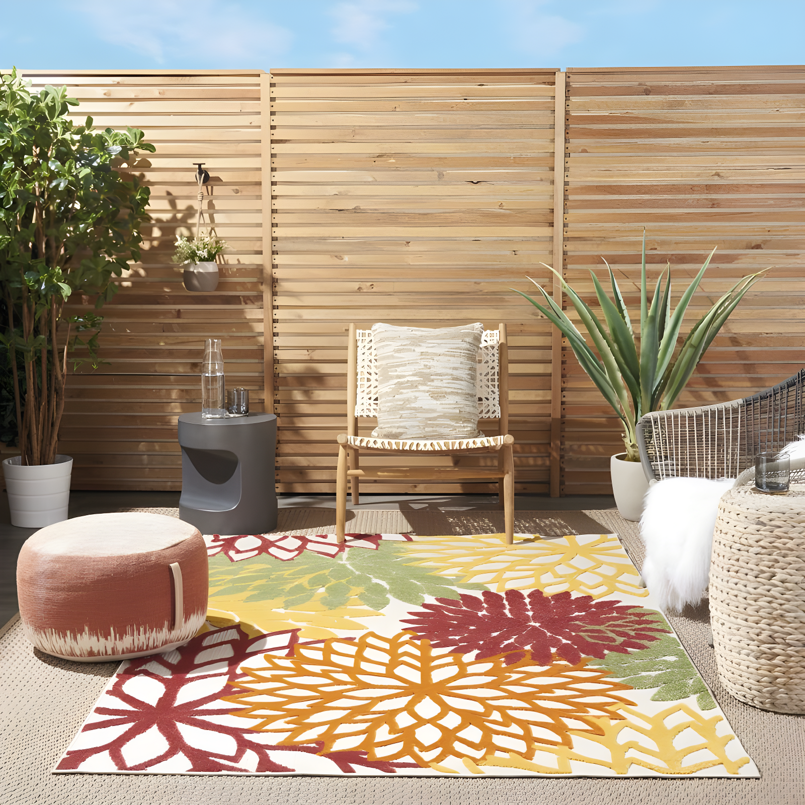 Nourison Aloha Floral Bloom Flatweave High-Low Indoor Outdoor Area Rug Red Multi Colored 3'6" x 5'6"
