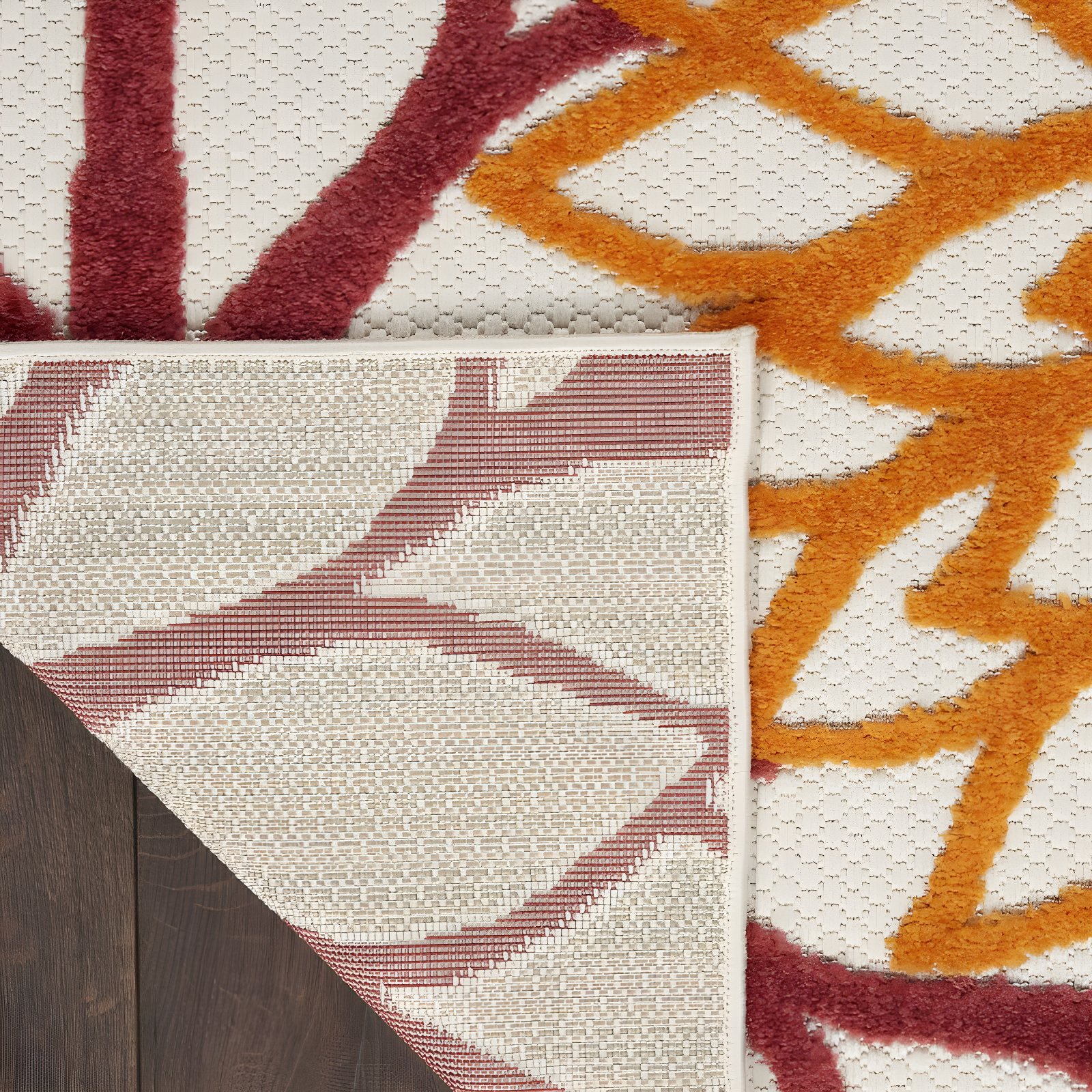 Nourison Aloha Floral Bloom Flatweave High-Low Indoor Outdoor Area Rug Red Multi Colored 3'6" x 5'6"