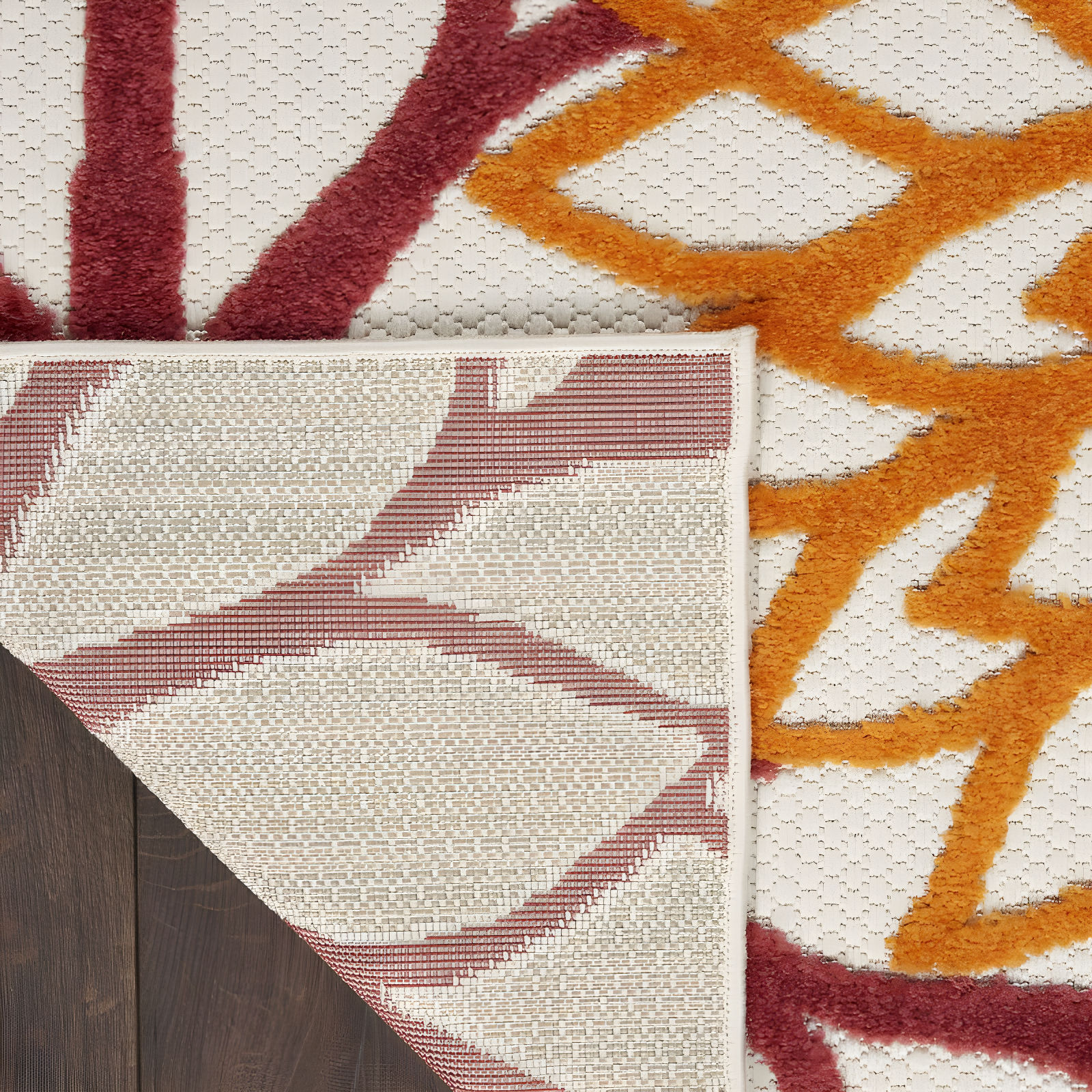 Nourison Aloha Floral Bloom Flatweave High-Low Indoor Outdoor Area Rug Red Multi Colored 3'6" x 5'6"