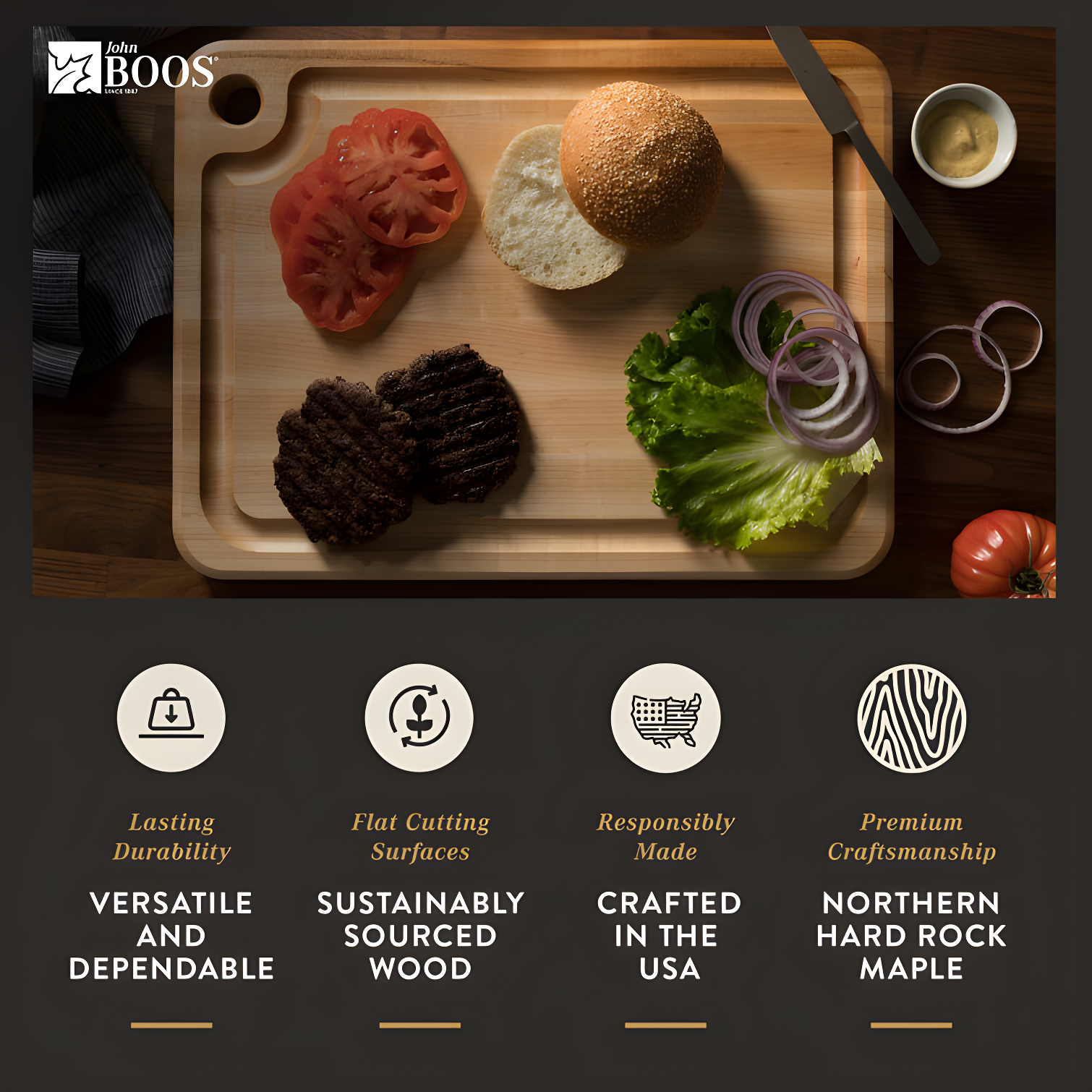 John Boos John Boos Prestige Series Maple Cutting Board with Juice Groove